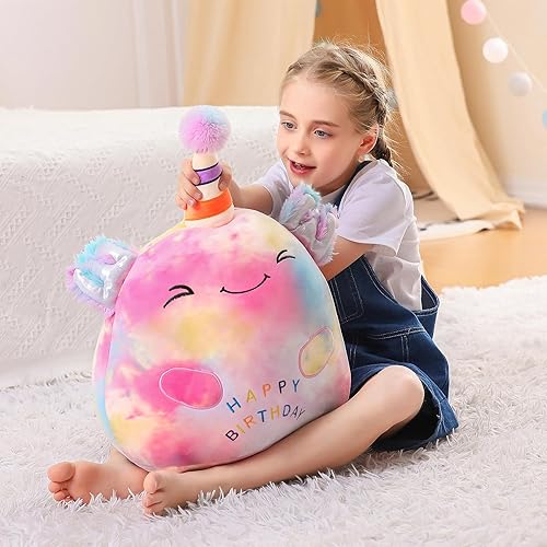 Miniatura 5 de PLUSHSPACE Almohadas de peluche jumbo de 24 pulgadas para cumpleaños, suministros de fiesta de felpa de ajolote arcoíris