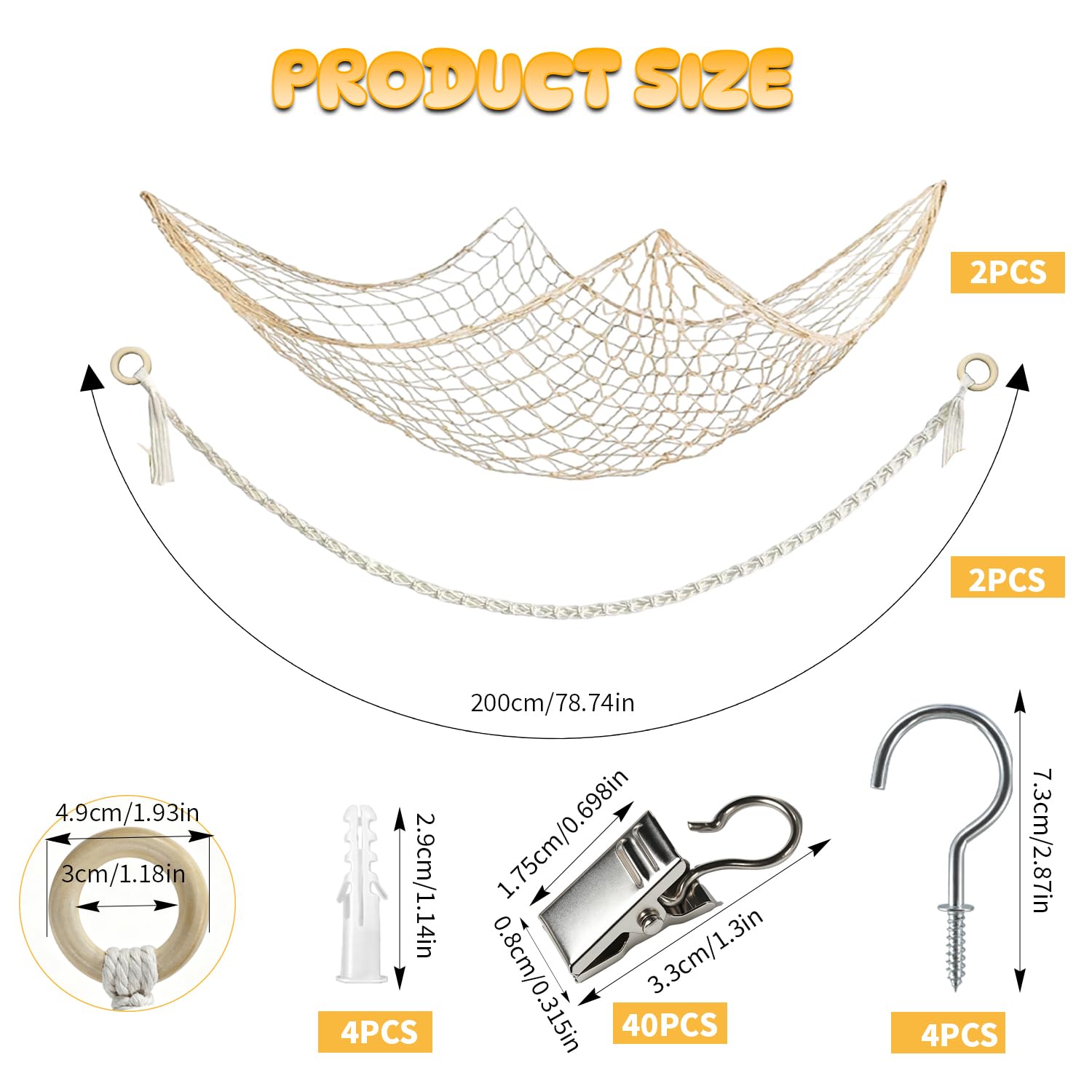 4 Pieces 2M Rangement Peluche Filet Tressé Bohème pour Jouets avec 2 Cordon de Suspension et 2 Hamac de Rangement avec 40 Pinces 4 Vis à Tête pour Rangement Maison