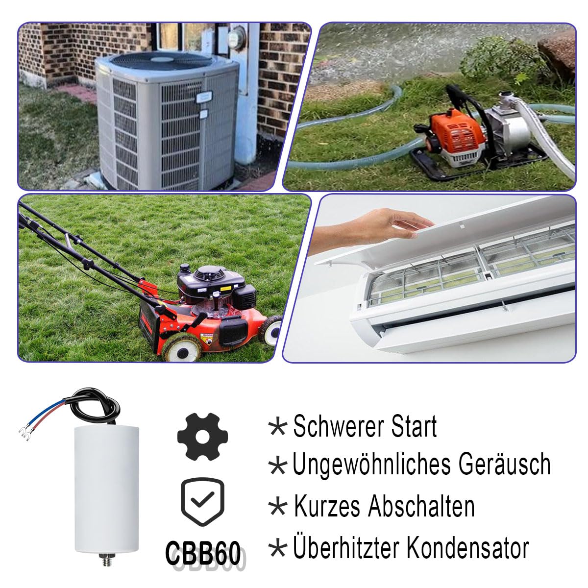 ANGEEK CBB60 450V 35µF 50/60Hz Condensador de arranque para motor 50x106mm