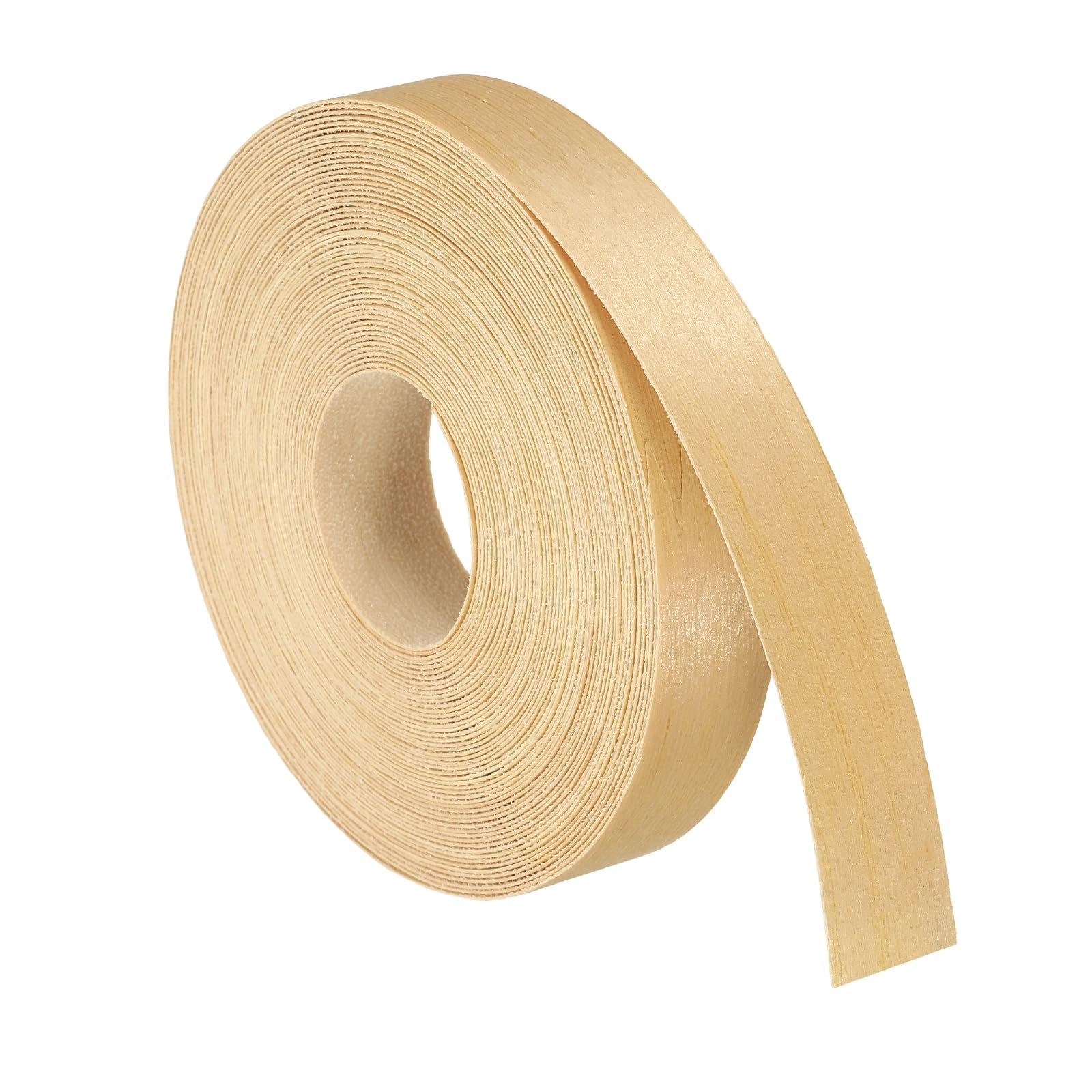 sourcing map 2.5cm x 15m Wood Veneer Edge Banding, Pre-Glued Flexible Pine Edging Strips, Iron on with Hot Melt Adhesive Wood Tape for Cabinet Repair and Furniture Restoration