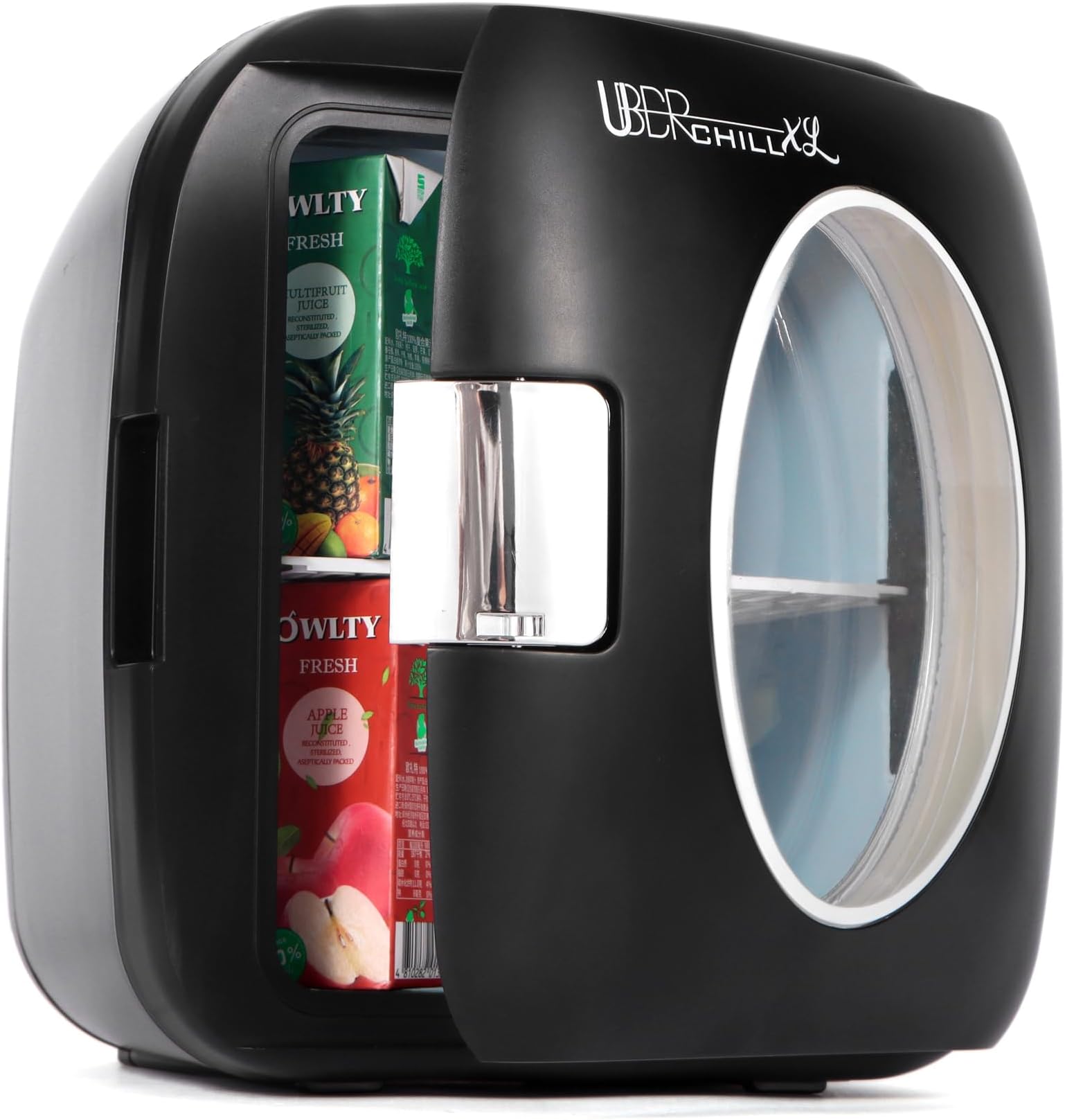 Uber Appliance UB-XL1 Personal Portable Mini Fridge 12 can Thermoelectric Cooler & Warmer for indoor/outdoor - bedroom, office, dorm, car, boat, RV - 110V AC & 12V DC cords included - Matte Black