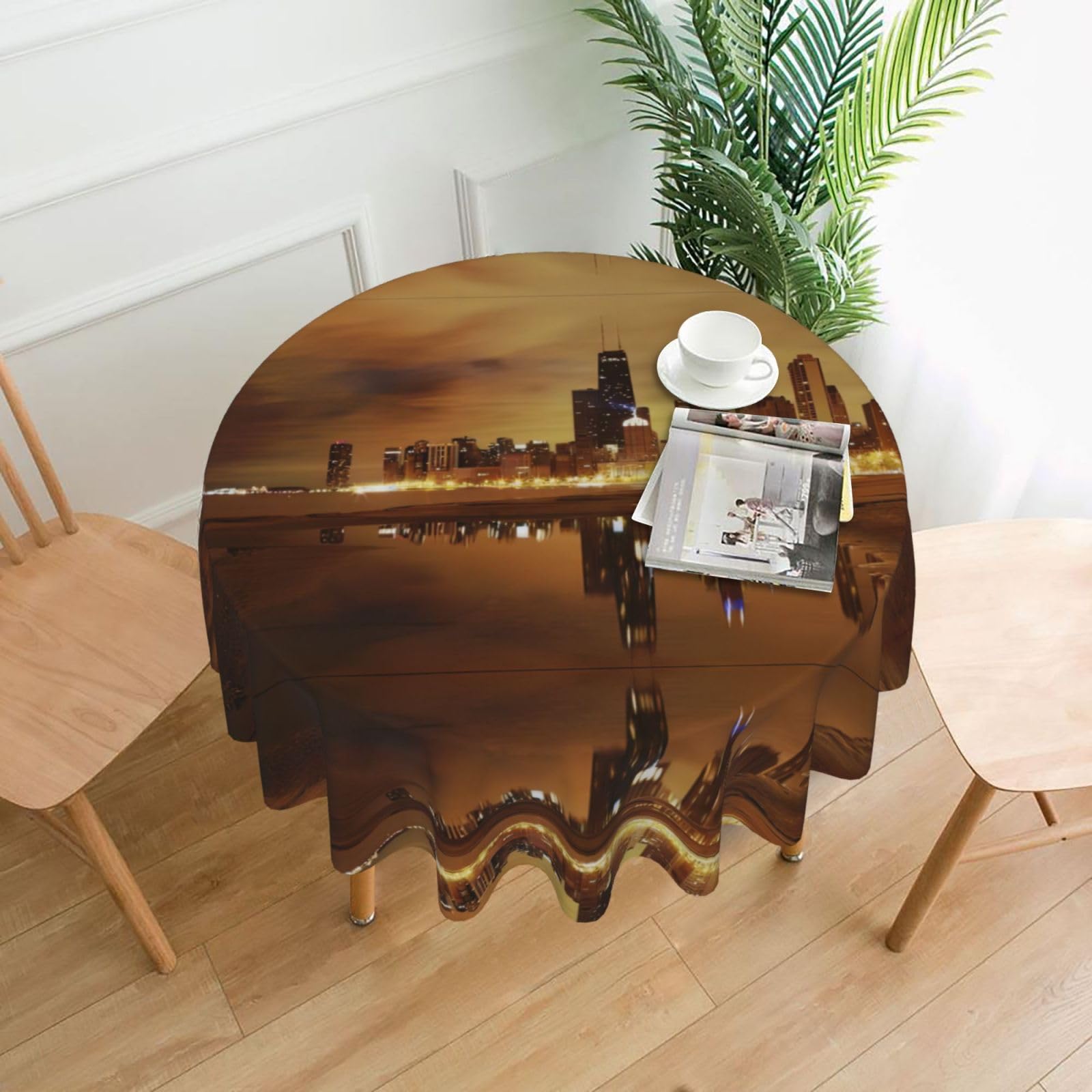 hhxvcv Chicago Round Tablecloth – Dining Table Cover