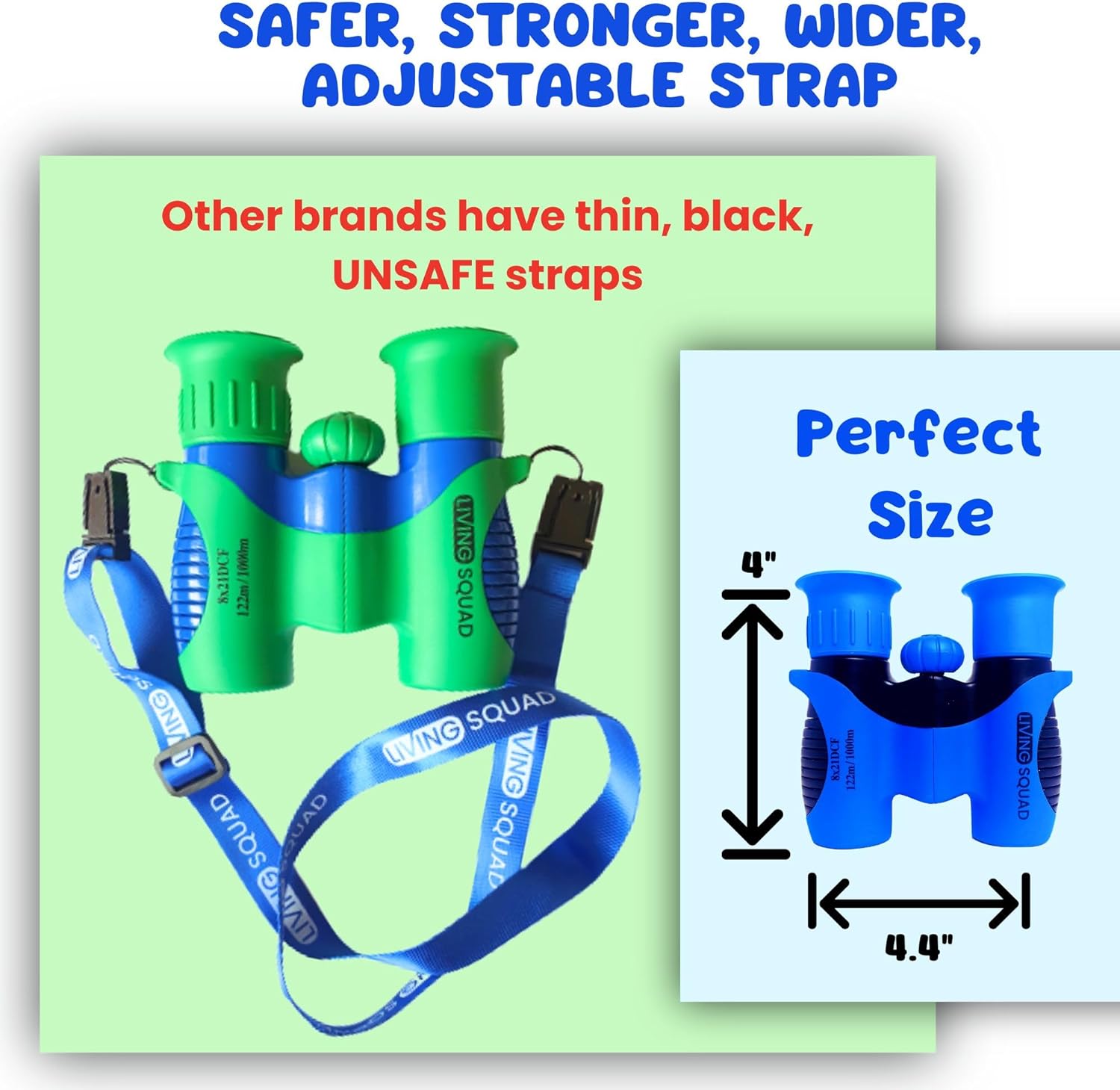 Kids Binoculars Black 8x21 Shockproof Set Ages 3–12 with Case, Neck Strap, Compass & Carabiner | High Resolution Optics for Outdoor Adventures, Bird Watching & Hiking for Boys - Image 8