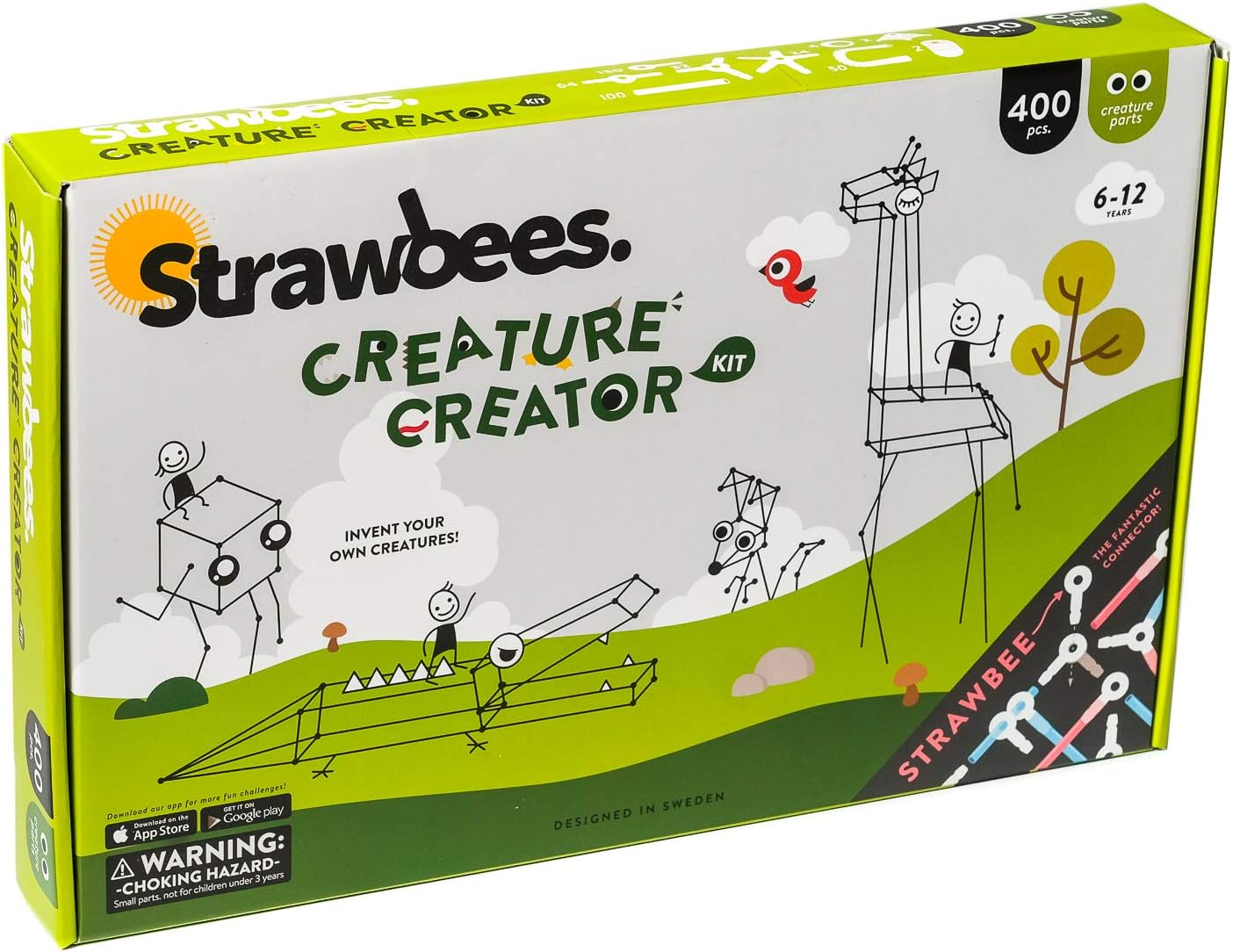 Strawbees Creature Creator Kit - Educational Connecting Toys for Makers & Families, Building Toy Toolbox with Straws and Connectors for Creative STEM Exploration in Schools & Home Learning
