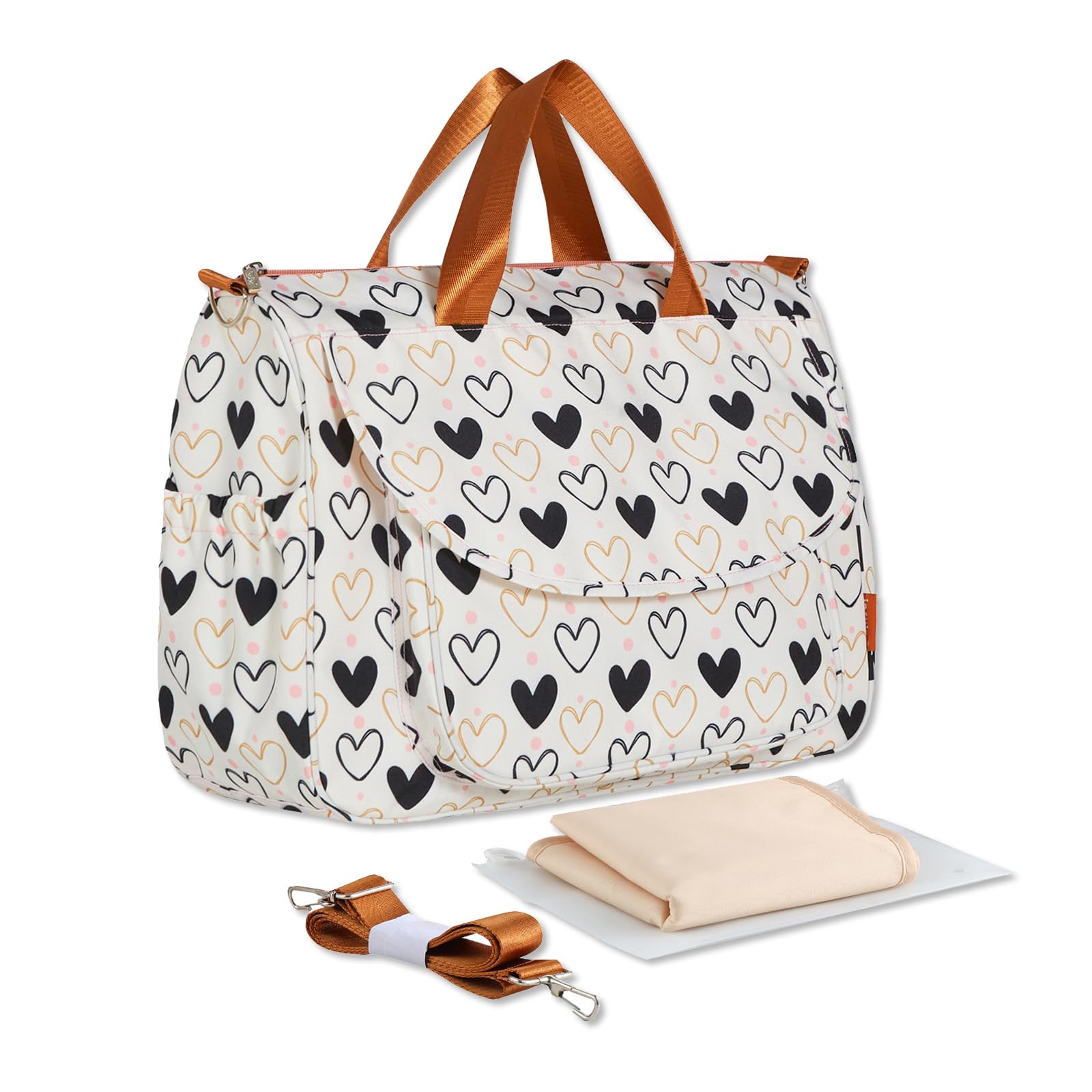 SONARIN Gran Capacidad Elegante Bolsa de Pañales para Bebé,Maternidad Messenger Impermeable Bolso Bandolera de Cambio Bolsa de Viaje para Pañales con Correa de Hombro & Cambiador