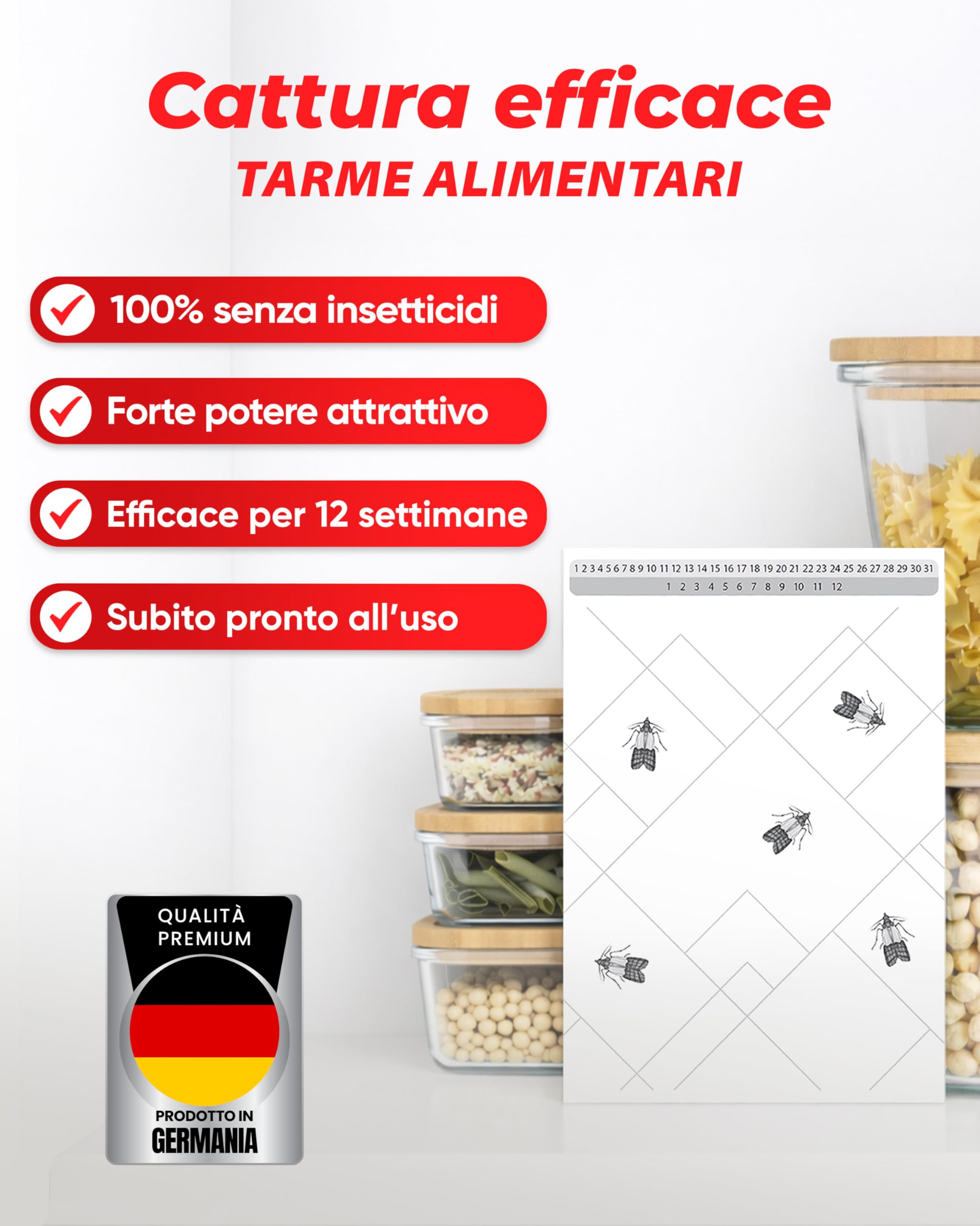 Trappole per Tarme Alimentari 12X con Feromoni – Trappola Antitarme per Dispensa e Cucina
