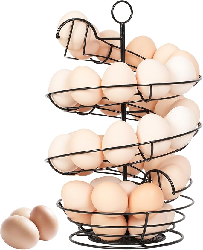 Abiglifty Spiral Metal Egg Holder Countertop, Fresh Egg Holder Countertop,Egg Storage for Countertop, Spiral Egg Storage Display Rack for Kitchen,Farmhouse