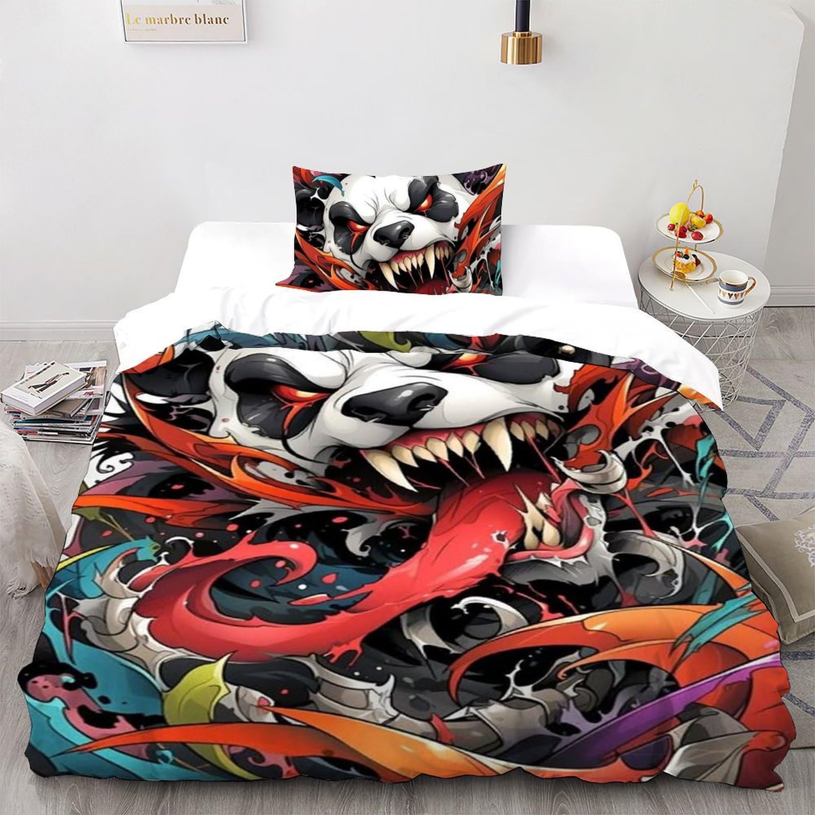 Housse de couette single panda et animaux imprimé 3D en microfibre 135x200cm