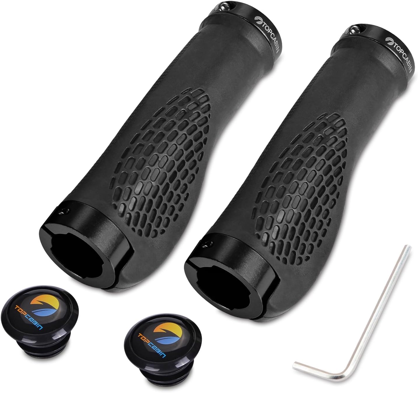 TOPCABIN Ergonomic Bike Grips - Widen Holding Rubber Grips with Aluminum Lock Grips for Mountain & Road Bikes