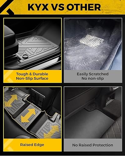 Miniatura 10 de KYX - Juego de tapetes para auto de goma de elastómero termoplástico, para fila delantera y trasera, sin olor, antideslizantes y aptos para todo