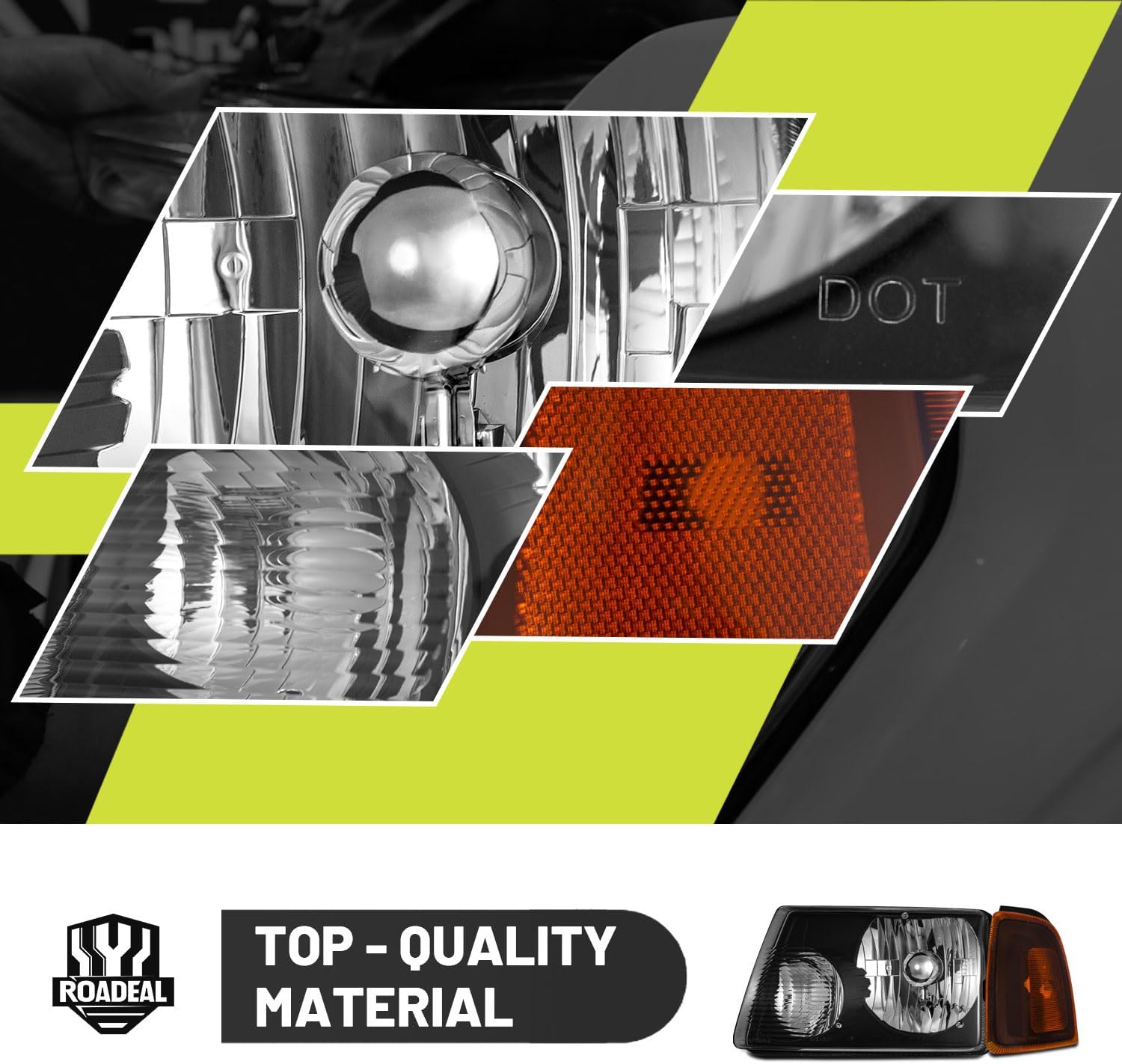 Headlights W/Bulbs for 2001-2011 Ford Ranger Halogen Headlamp Replacement Driver & Passenger Side