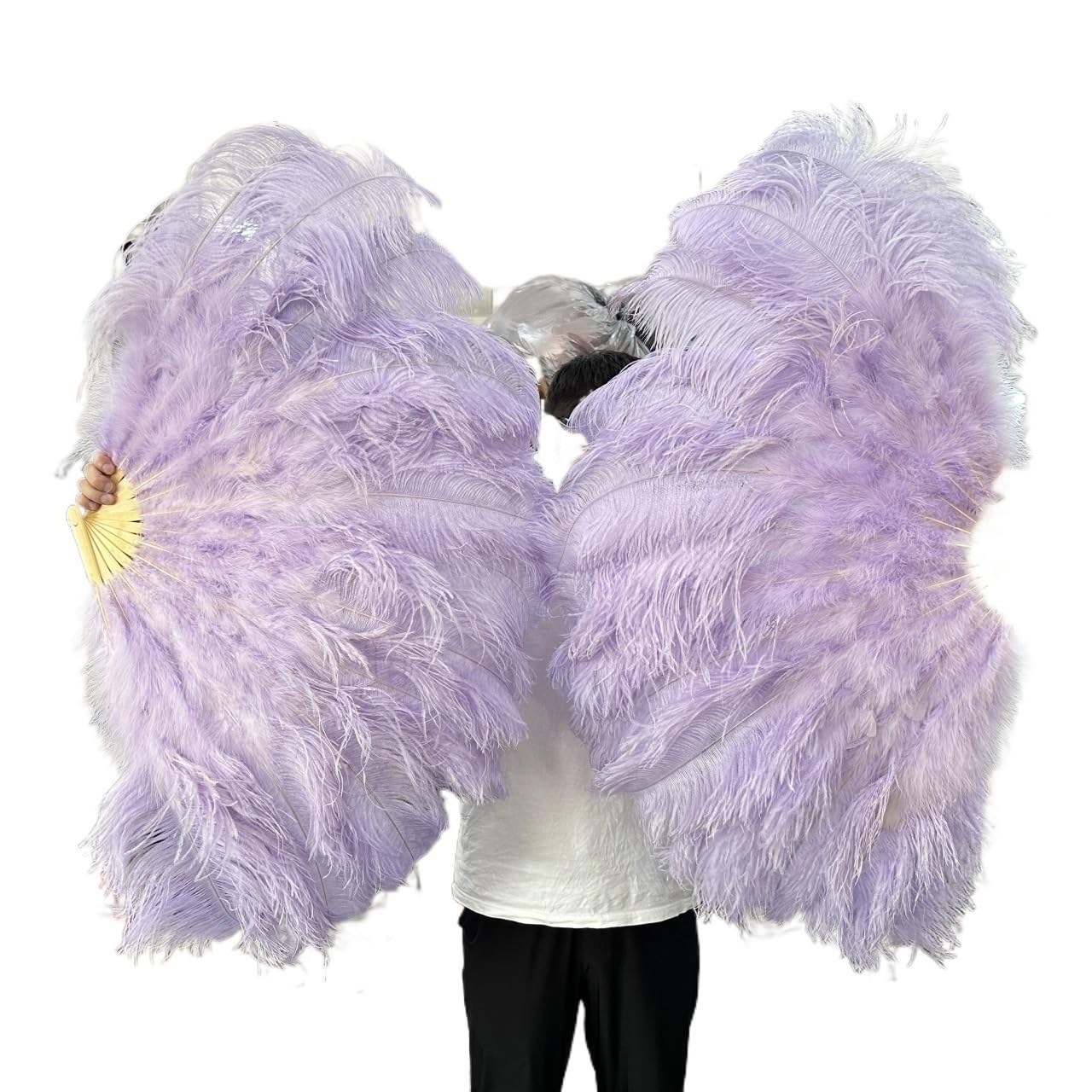 CIGPKLO Feather Dance Fan Big Feathers Fan 13Bone 100CM 130CM Hands Held Folding For Party Carnival Dance Performance Decoration