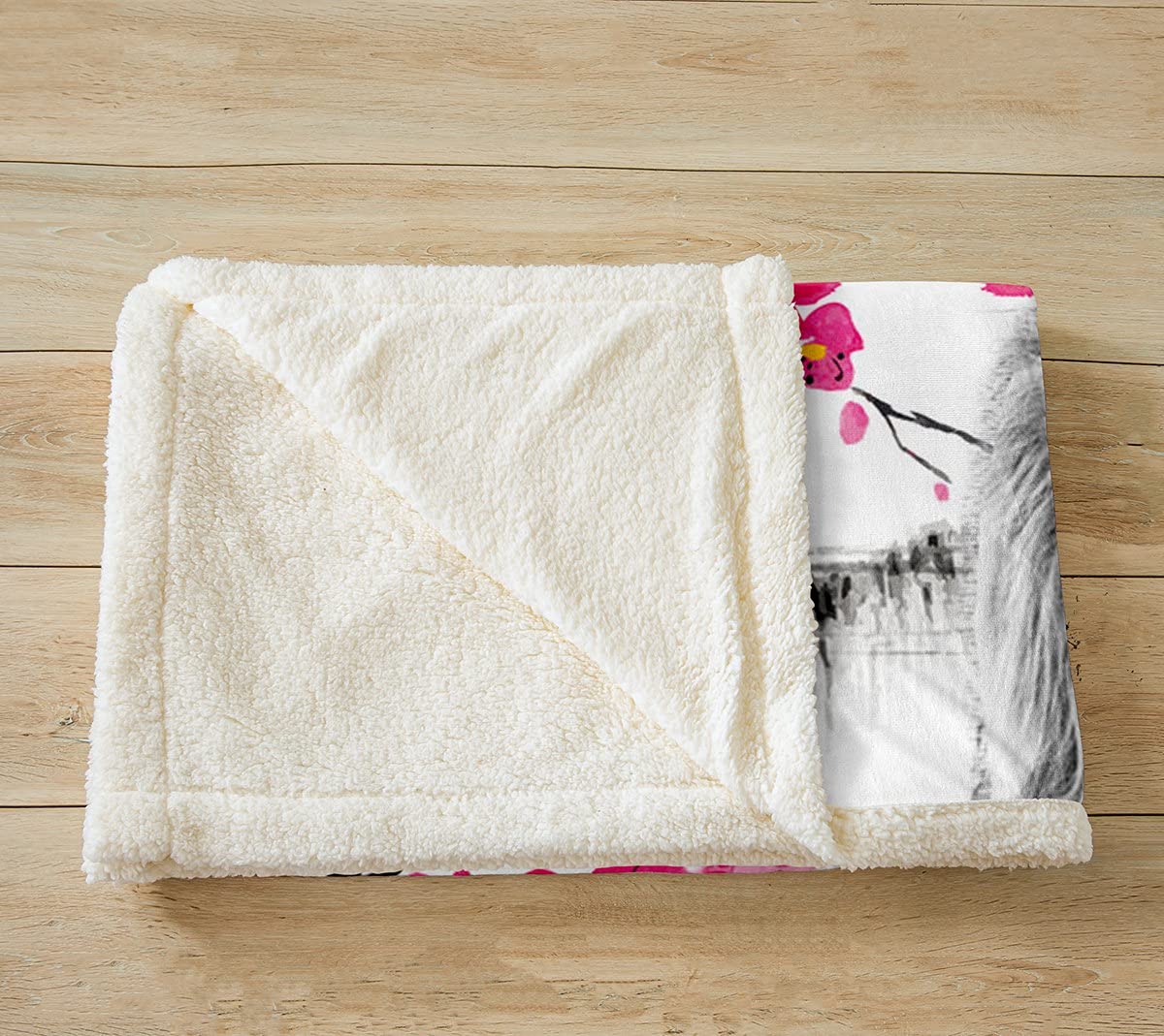Loussiesd Highland Cow Plush Blanket Cute Red Floral Cattle Throw Blanket Kids Girls Women Men Cherry Blossom Sherpa Blanket Western Bull for Sofa,Wild Animal Double 60x79 Inch - Image 3