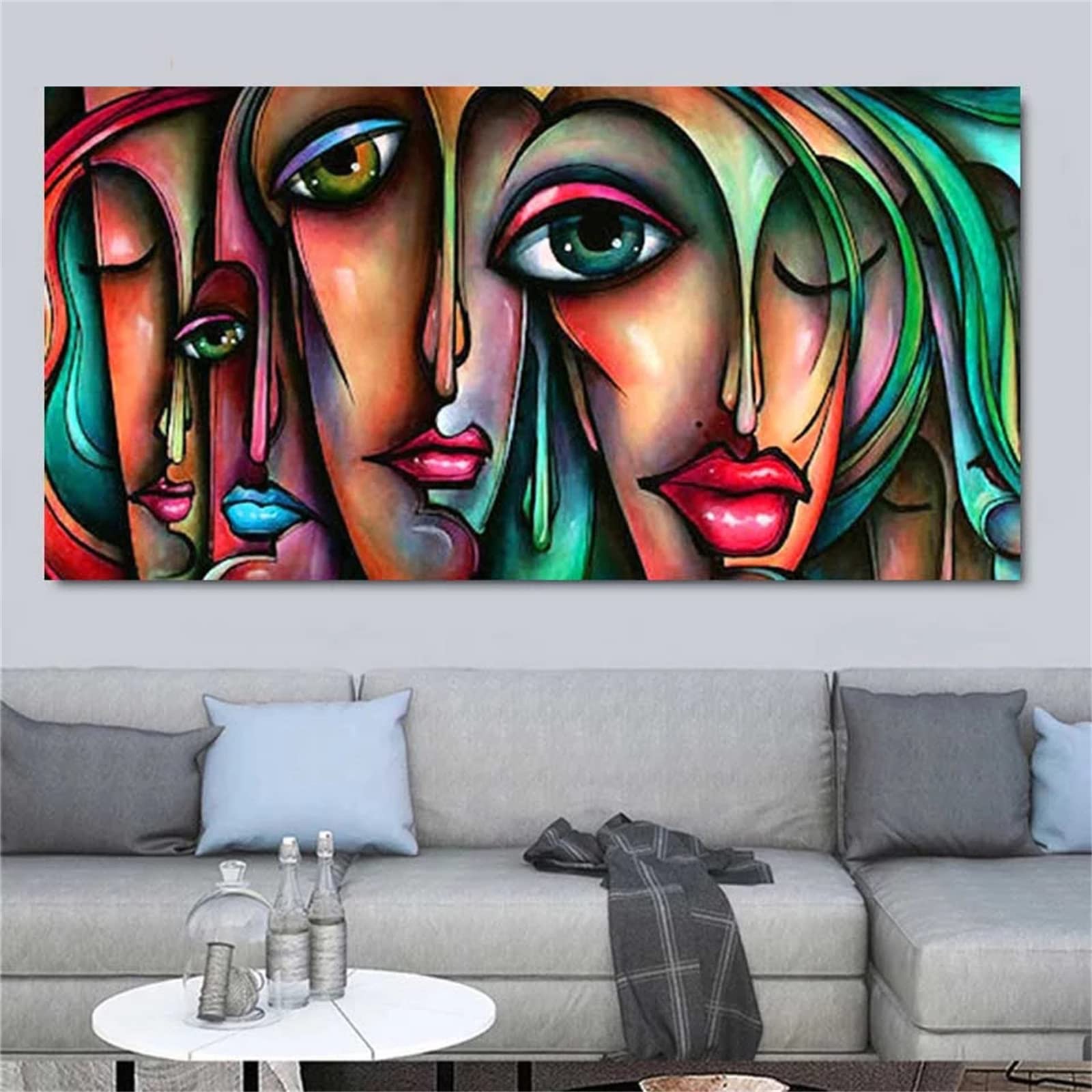DIY zestawy do malowania diamentami 5D, pełne wiertło diamentowy obraz dla dorosłych i dzieci, kryształ górski haftowanie obrazy do dekoracji ścian domu - 80 x 160 cm (31 x 63 cali (abstrakcyjna twarz dziewczyny)