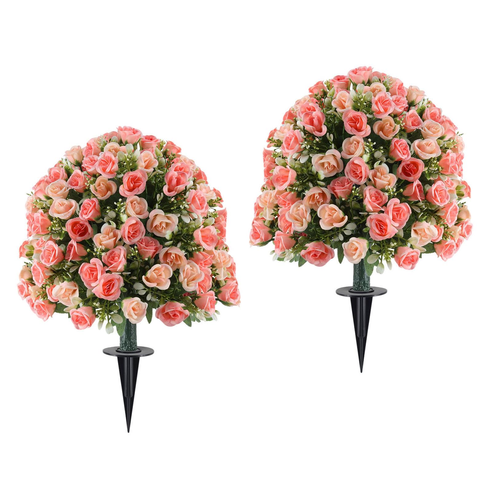 2 Pezzi di Rosa Artificiale con Alberi di Palla di Fiori Realistici con Picchetto per la Decorazione del Patio del Giardino 14 X 24 Pollici (Mini paletto rosa)