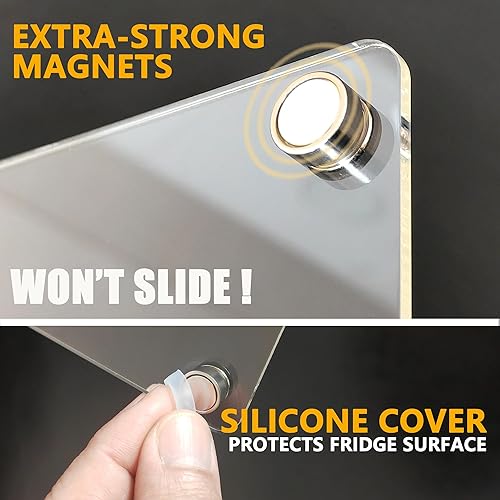 Miniatura 3 de Mag-Fancy Calendario magnético acrílico para refrigerador, juego de 2 calendarios transparentes de borrado en seco, tablero planificador