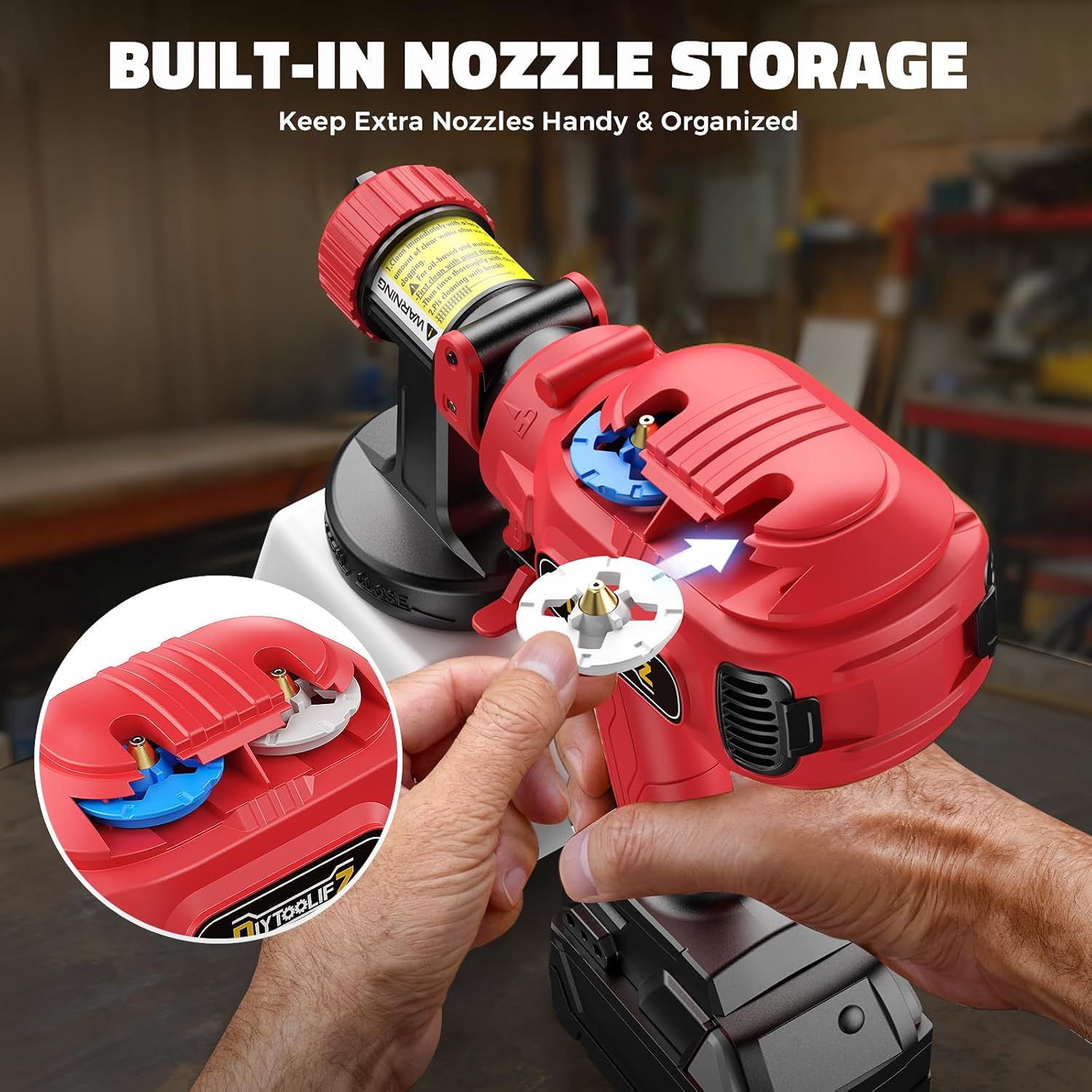 DIYtoolifz Cordless Paint Sprayer Compatible with Milwaukee 18V Battery, 1200ML Electric Spray Paint Gun with 4 Nozzles & 3 Patterns, Quick Side Fill, Easy to Clean for House Painting(Tool Only)