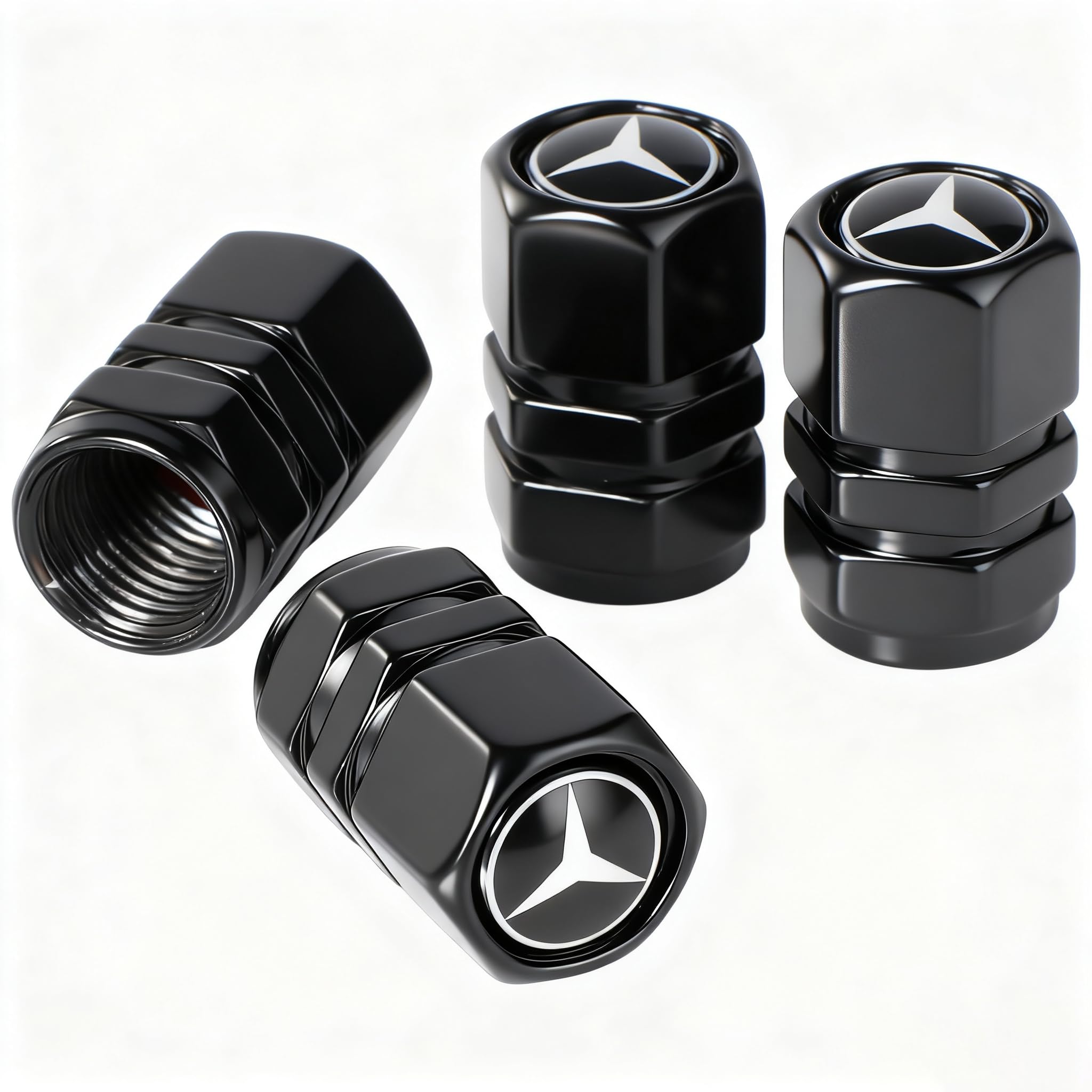 4PCS Valve Stem Caps, Tire Air Caps Compatible with Mercedes-Benz/C-Class/E-Class/S-Class/GLC/GLE/GLS/AMG/EQ/Series, Tire Caps Accessories &