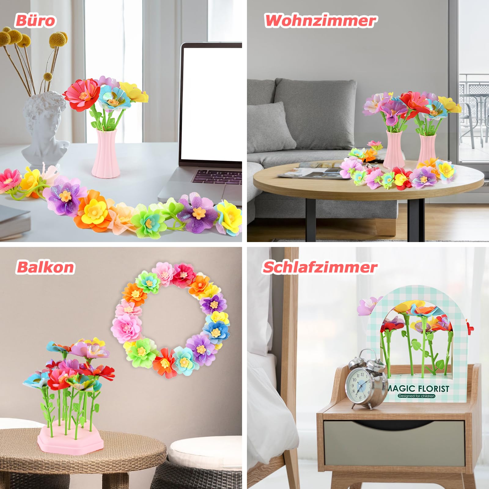 Herboom DIY Blumen Bastelset Kinder, Blumenpresse Bastelset Mädchen 4 5 6 7 8 Jahre Gepresste Blumen zum Basteln, Blumenstrauß Geschenke Kreatives Geschenk für Mädchen ab 4 Jahre