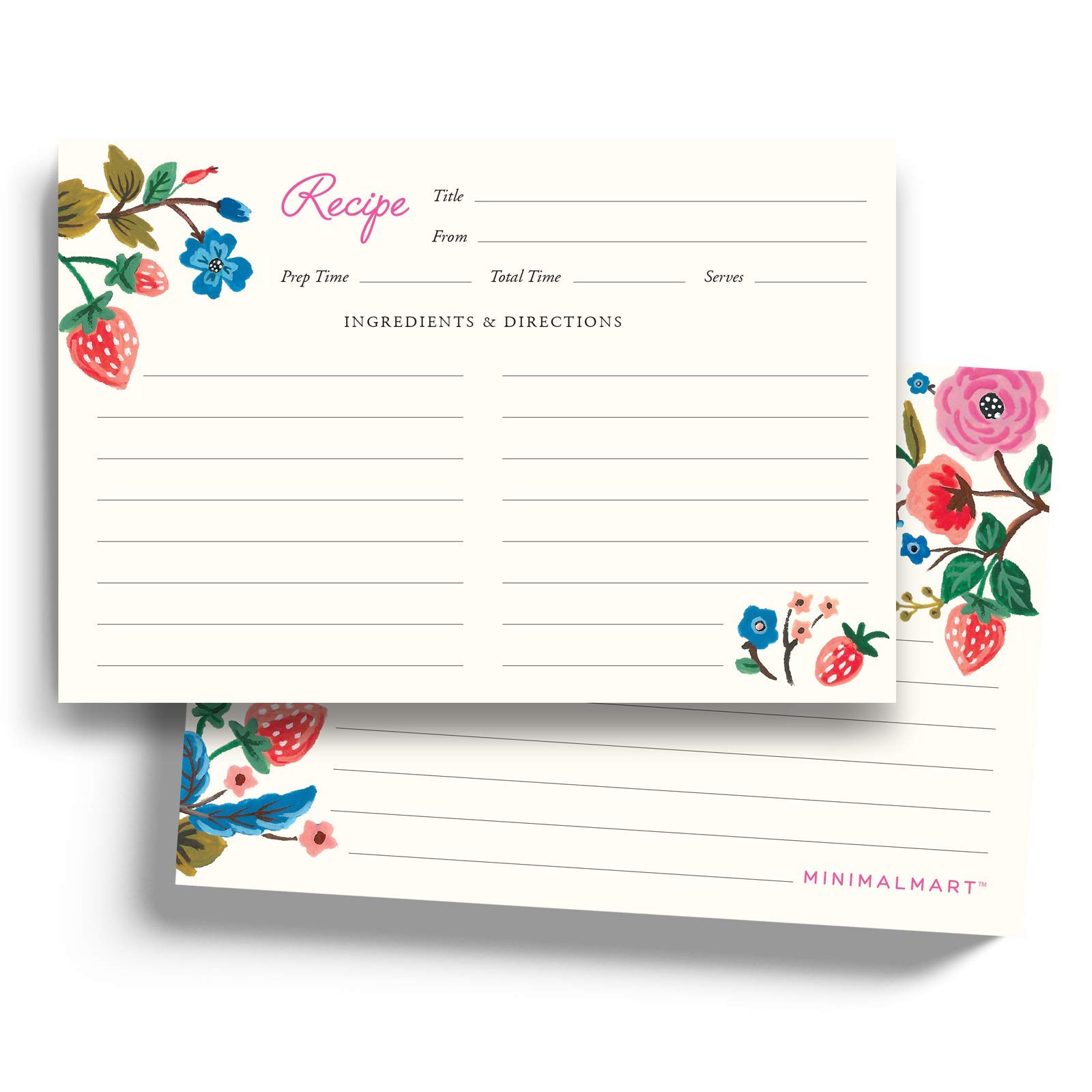 Amazon.com: Strawberry Recipe Cards By Minimalmart | 4x6” Double Sided  Recipe Cards |Thick Premium Card Stock With Kraft Paper Look | Ideal For  Recipe Box Or Binder | Lots Of Space &