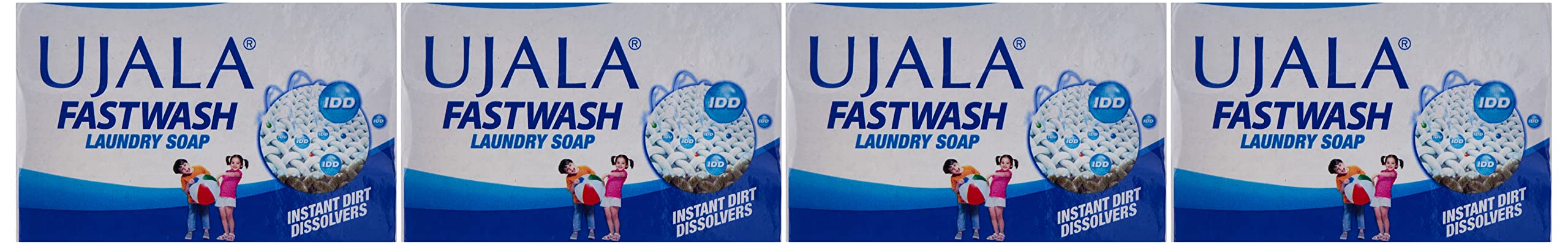 Ujala Laundry Detergent Soap Bar - IDD [Instant Dirt Dissolvers] 150 grams by 4-Pack