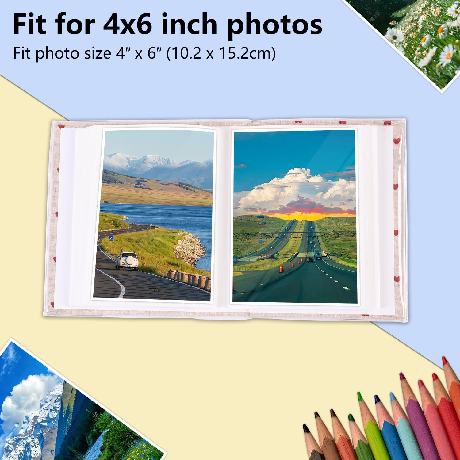 Photo Album 100 Photos (4 x 6 Inch) - Portable Mini Linen Cover Scrapbook Album for Kids Birthday Family Wedding Anniversary Art & Craft Projects - Image 3