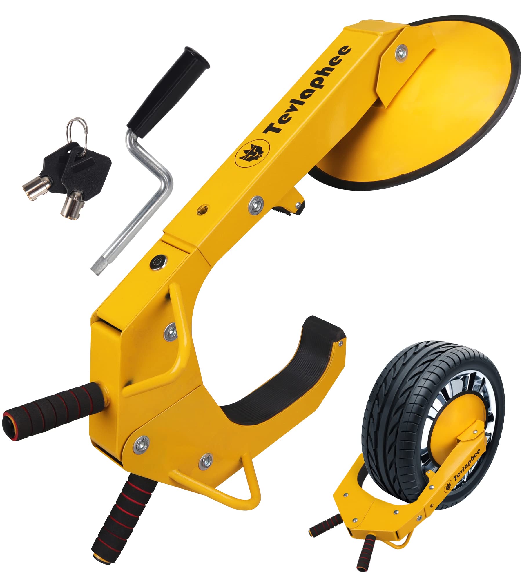 Tevlaphee Wheel Lock Clamp Anti Theft Trailer Wheel Lock Adjustable