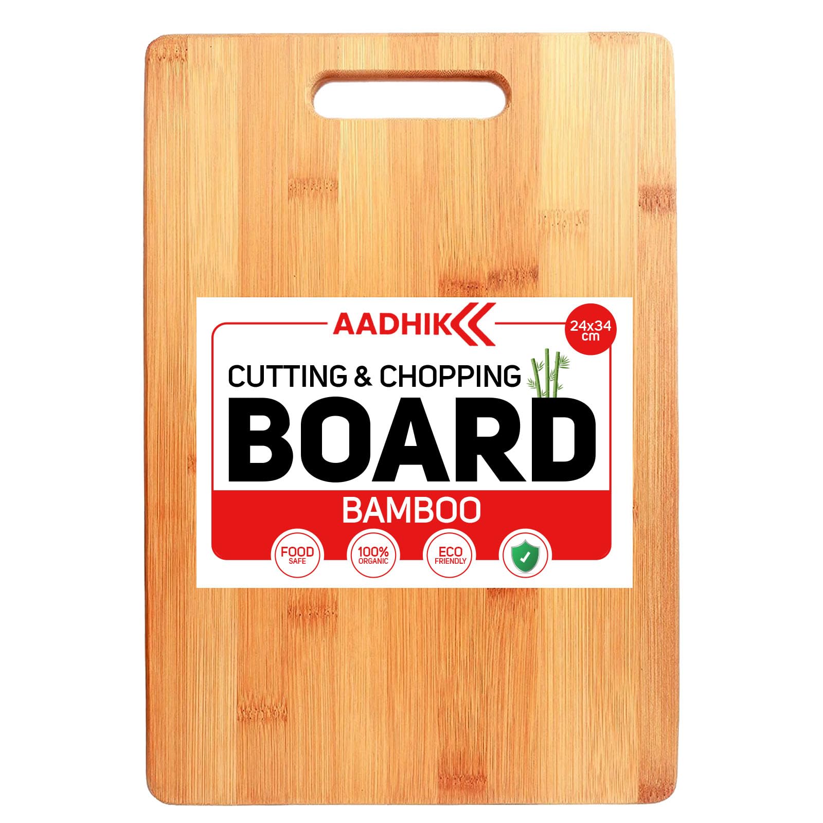 AADHIK Large Natural Bamboo Wood Chopping Cutting Board for Kitchen Vegetables, Fruits & Cheese, BPA Free, Eco-Friendly, Anti-Microbial (34 x 24cm) (B0D2QSLRWM) Amazon Price History, Amazon Price Tracker