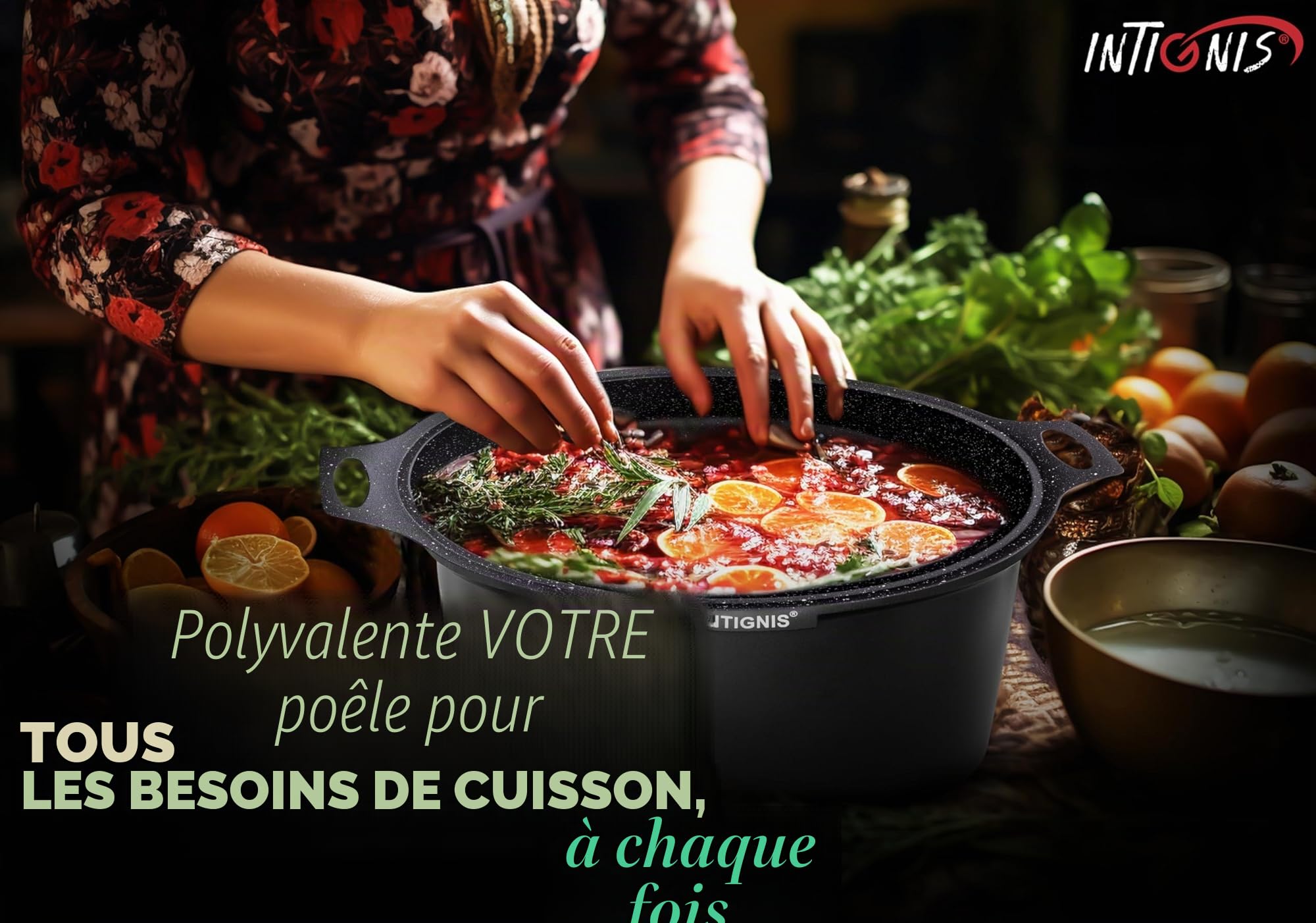 Cocotte avec couvercle – Grande 32 cm | 10 litres | 15 pouces – Compatible induction – Revêtement antiadhésif en céramique GREBLON sans produits chimiques