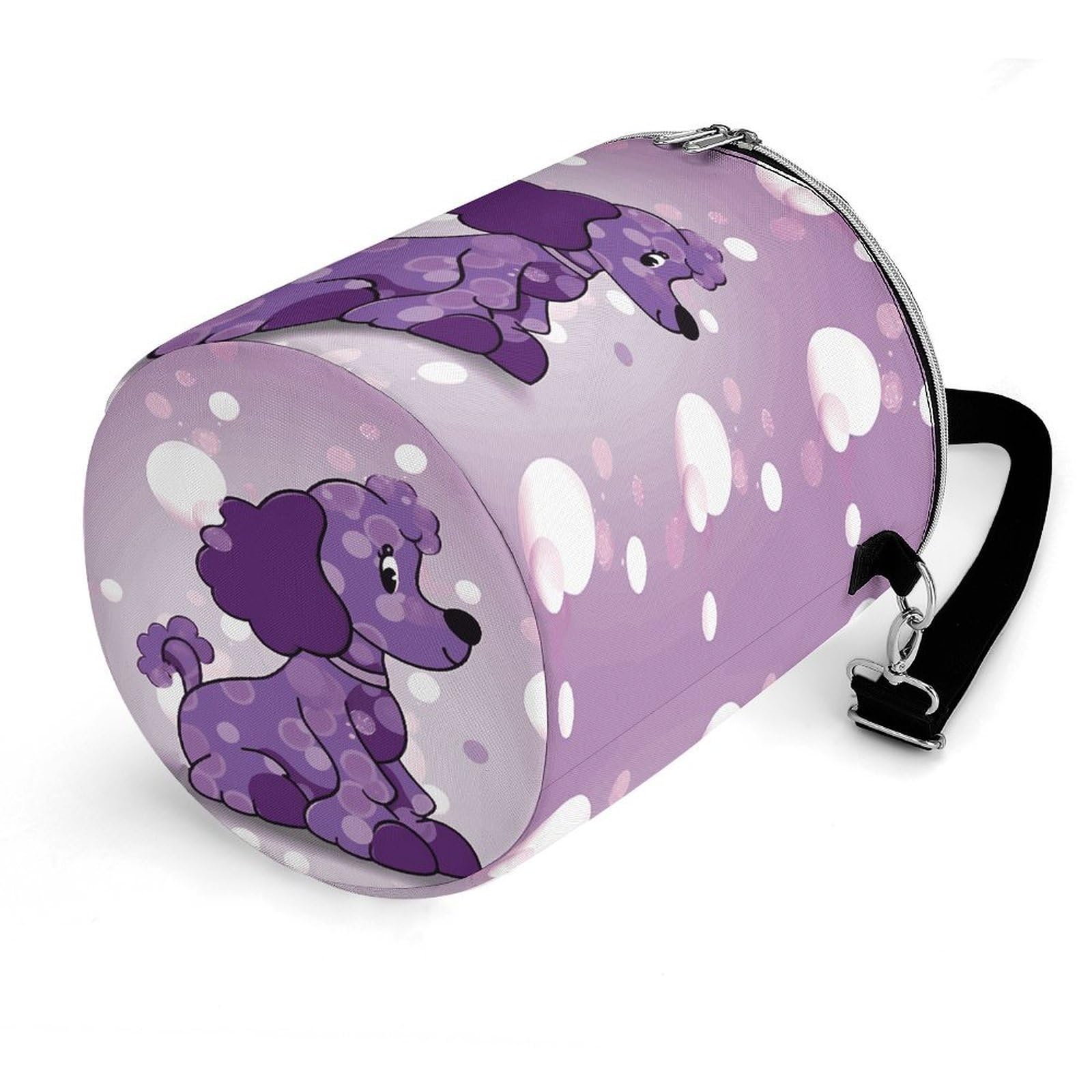 Borsa termica morbida a pois viola con barboncini e tasche multiple, borsa termica a prova di perdite, pieghevole, per spiaggia, viaggi, lavoro