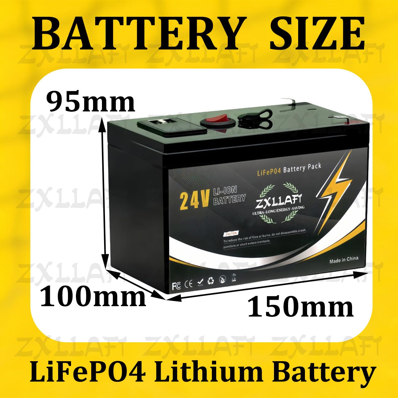 Batteria al Litio 24 V Batteria LiFePO4 10 Ah Batterie a Ciclo Profondo Batterie sostitutive Scheda di Protezione BMS Integrata per impianti solari, luci Emergenza
