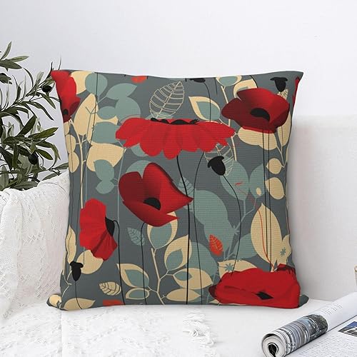 Miniatura 3 de YIPOCH Fundas de almohada de flores de amapola de 20 x 20 pulgadas, fundas de cojín decorativas para sofá, fundas de almohada para cojines de sala,