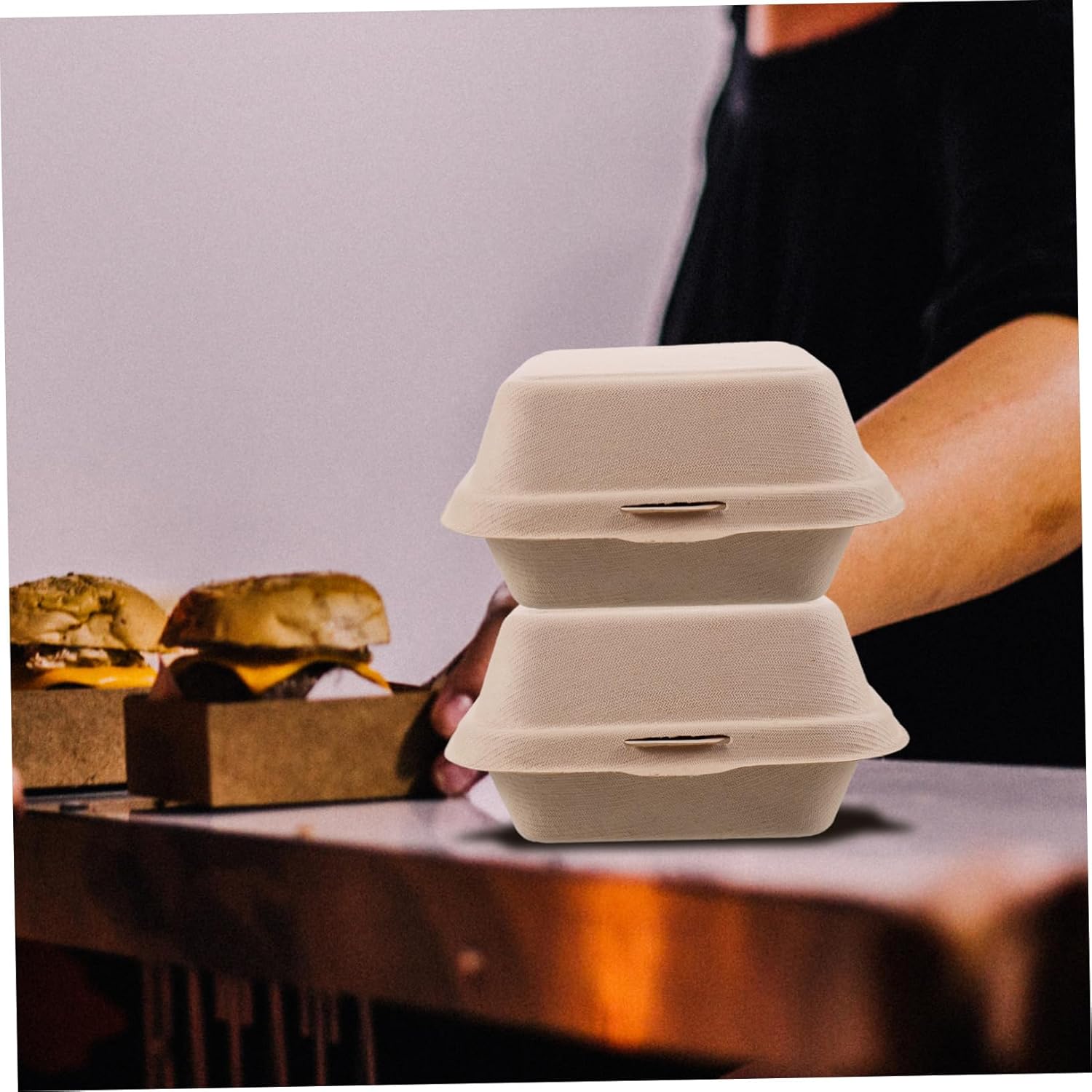 Alipis 50pcs Disposable Hamburger Boxes Lightweight Oil Food Containers for Snacks Fried Chicken More for Picnics Parties Takeout Stackable Design for Easy Storage