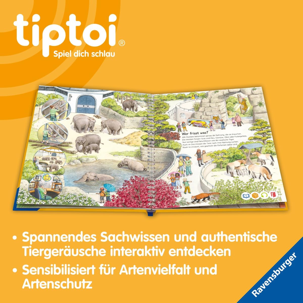 Ravensburger tiptoi Set: Dlaczego? Dlaczego? | Odkryj zoo (książka dla dzieci) + 00110 tiptoi Der Stift, zabawka edukacyjna dla dzieci