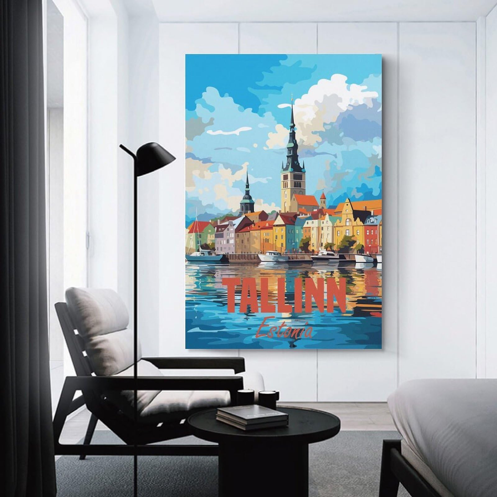 Junmoney Tallinn Estonia Canvas Wall Picture 24x36inch(60x90cm), for Study, Office Or Focused Interiors, Home Office Artwork with Decorative Appeal