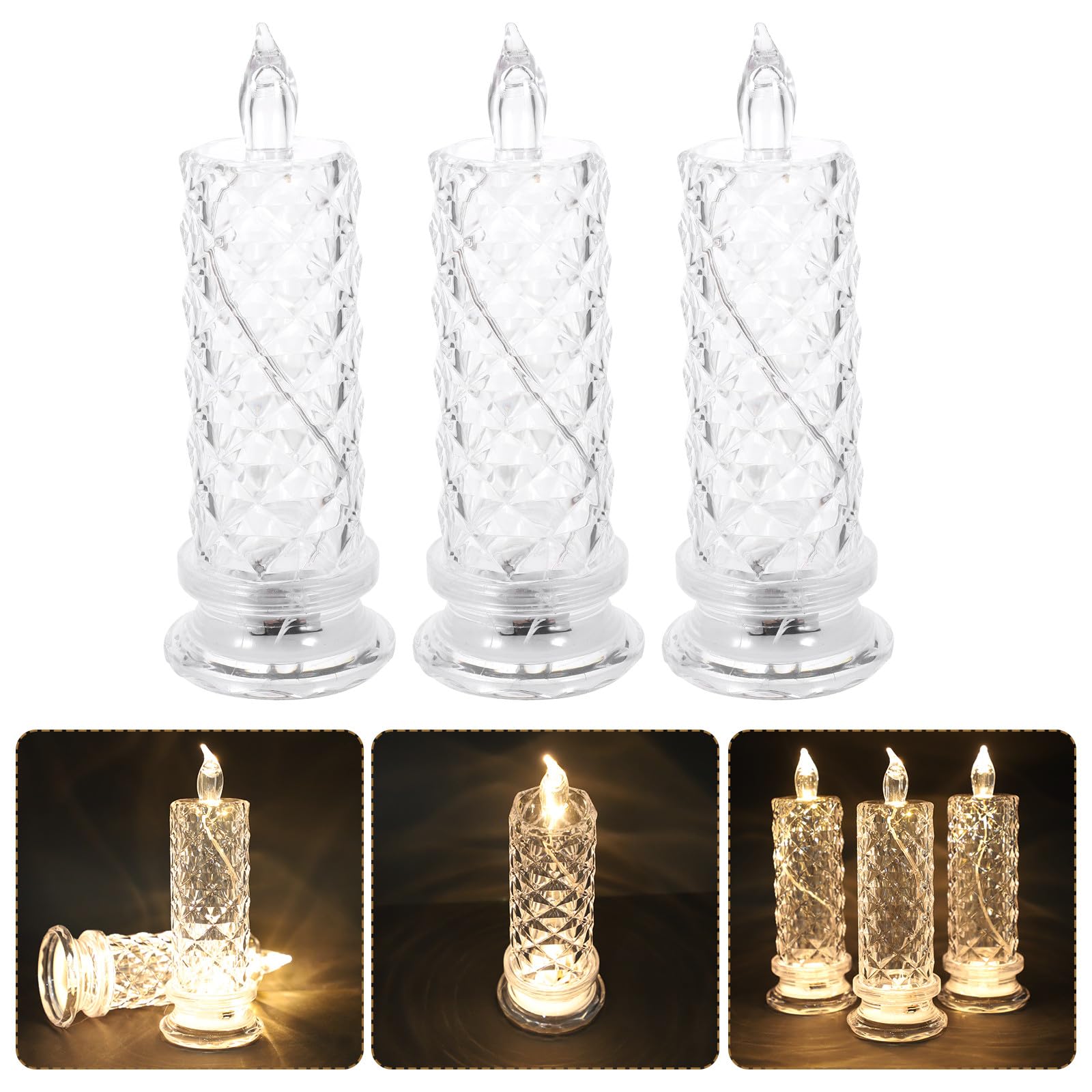 Ipetboom 4pezzi Candele Elettroniche Batteria Led Lampada Candela Simulata Per Decorazione Da Tavolo Piccola Luce Notturna Per Camera Da Letto Adatta Per Feste Matrimoni e Altre Occasioni