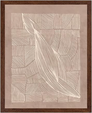 Monem Art Abstract Organic Ink Line Art Print - Contemporary Minimalist Line Art Poster - Wall Decor for Living Room, Bedroom or Office - 8x10 Brown Framed Wall Art by Lucrecia Caporale