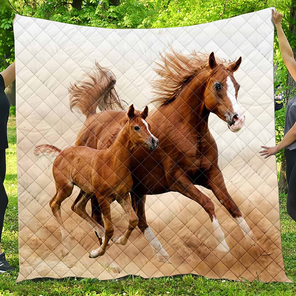 Colcha de verano ligera para sudoración nocturna edredón reversible caballo marrón acolchado