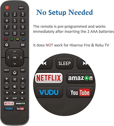Miniatura 2 de Universal para todos los televisores Hisense-TV, compatible con todos los televisores inteligentes Hisense 4K LED HD UHD, no para Fire & Roku TV