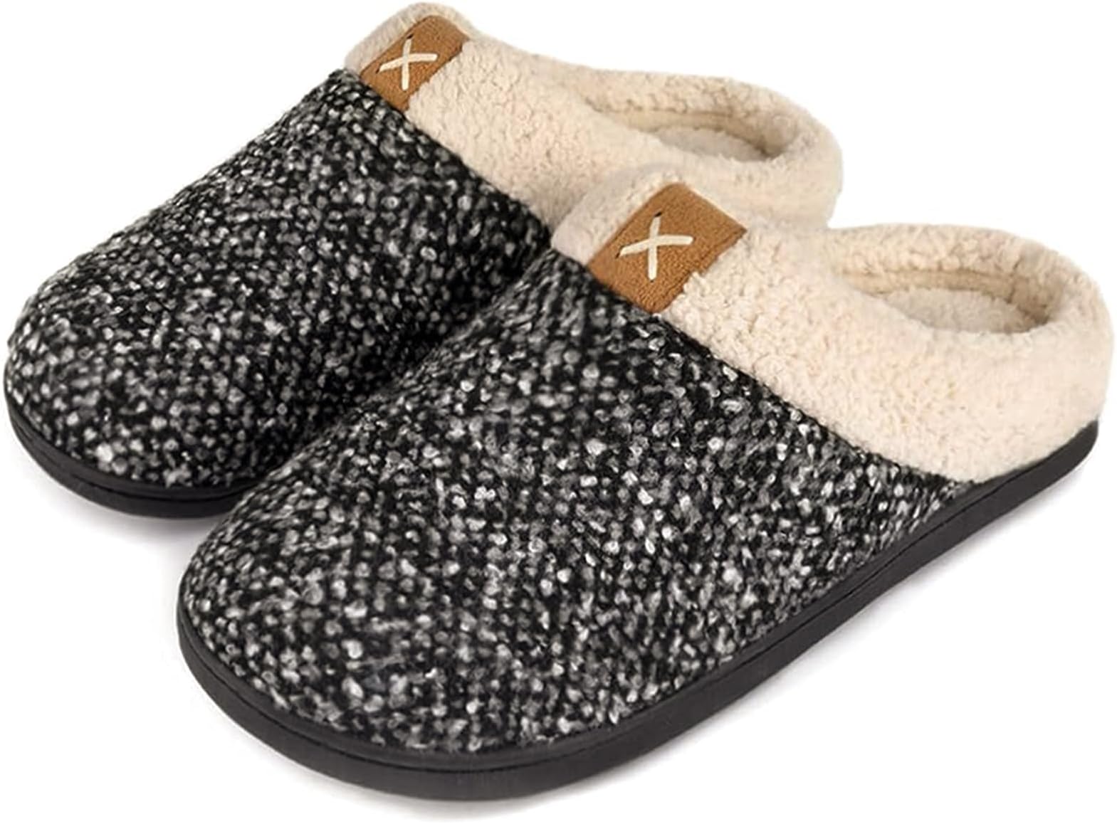 ULTRAIDEAS Mens Warm Fuzzy Slip On Slippers, Sherpa Lined House Shoes with Memory Foam for Indoor Outdoor, Mens Gifts for Winter