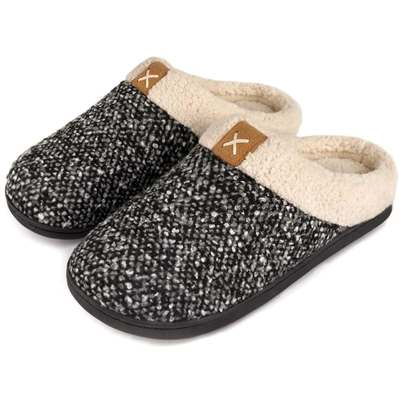 Mens Warm Fuzzy Slip On Slippers, Sherpa Lined House Shoes with Memory Foam for Indoor Outdoor, Mens Gifts for Winter