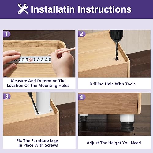 Miniatura 6 de Patas de metal de 2 pulgadas para muebles, patas ajustables de acero inoxidable, patas de metal blanco, patas redondas de gabinete para mesa de