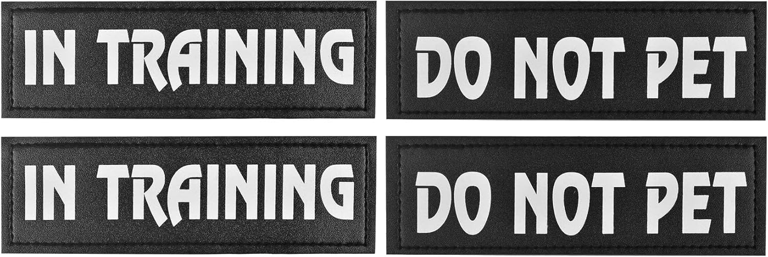 4 Pcs Service Dog Patches with Hook Backing for Dog Harness, Tactical Dog Training Vest