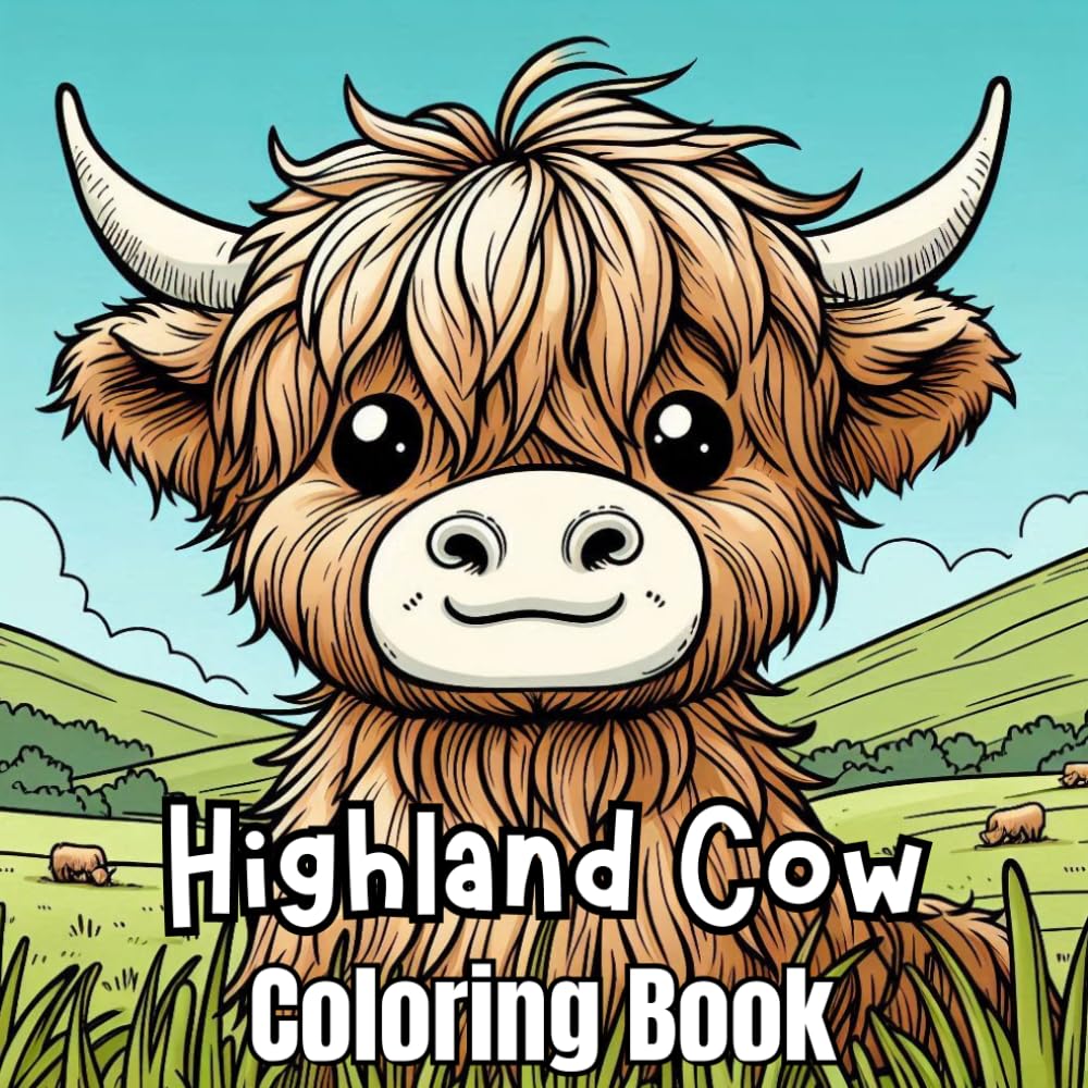 Highland Cow Coloring Book: 40+ Scottish Cows Coloring Pages for Adults and Kids
