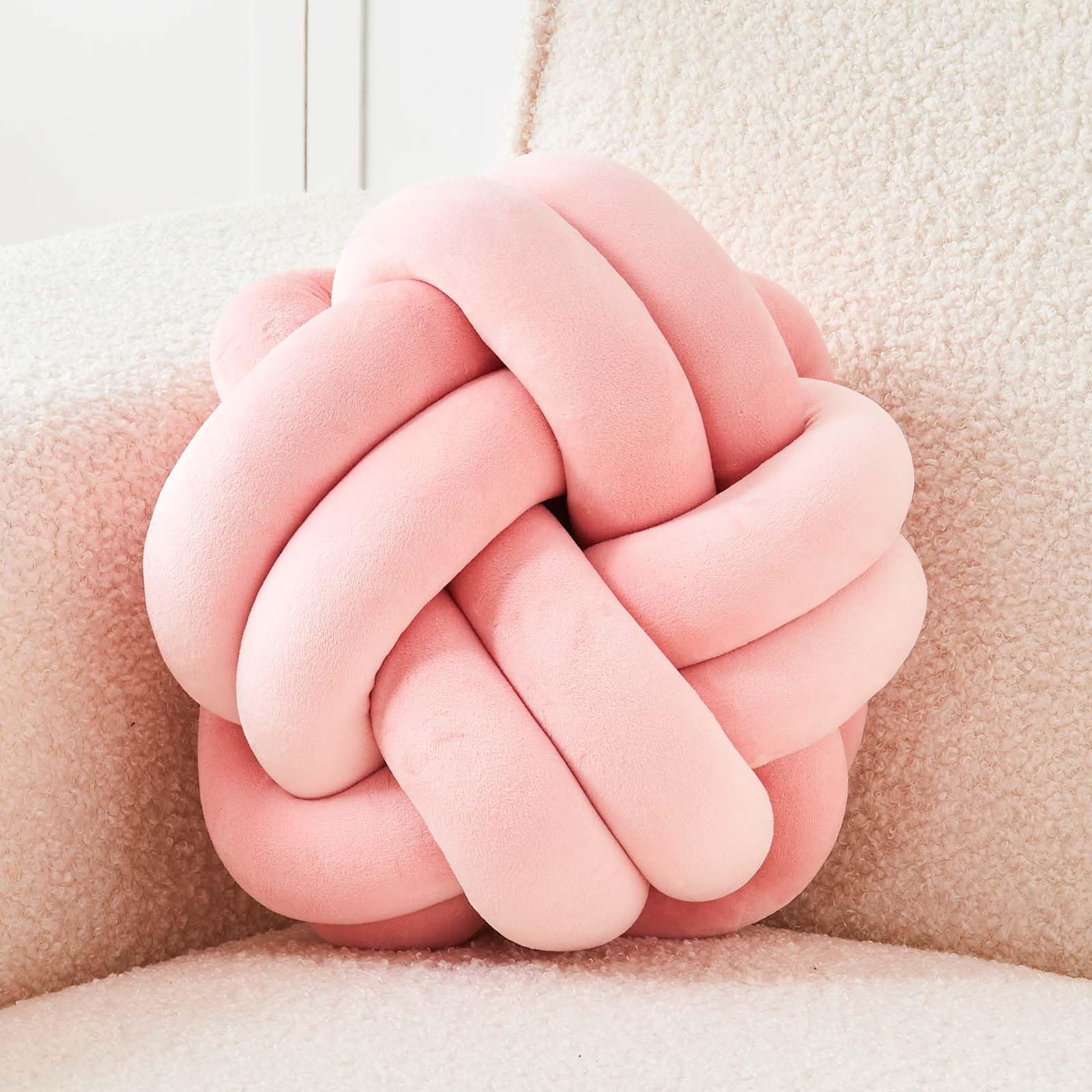 Uvvyui Knot Pillow Ball, Soft Dusty Pink Home Decor Knotted Pillows, Cute 11" Knot Pillow Round Velvet Plush Throw Pillow, Aesthetic Decorative