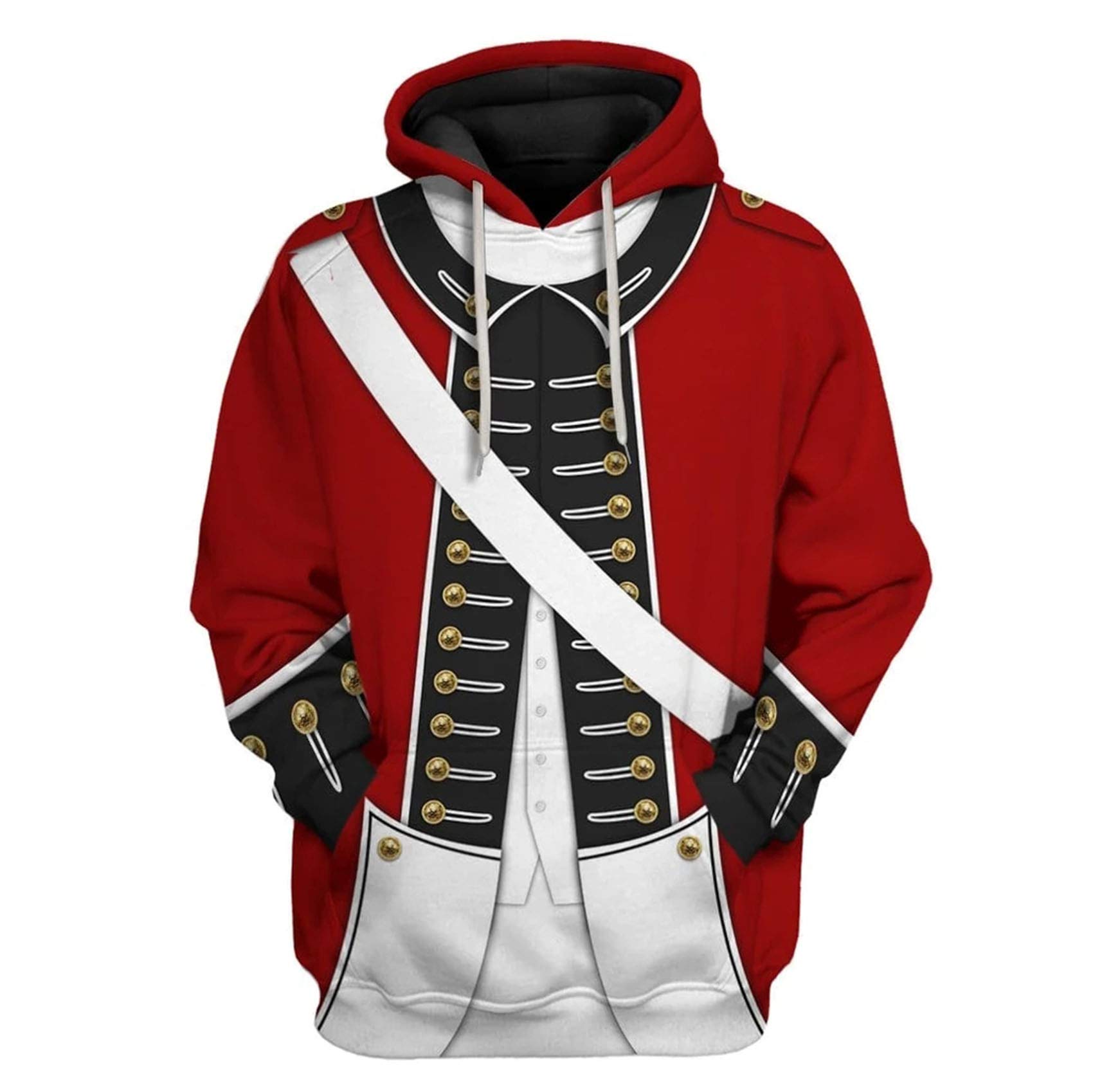 Historical Hoodie Revolutionary War Uniform Costume 3D Printed Army Jacket Halloween Costume, Revolutionary War Uniform, XL