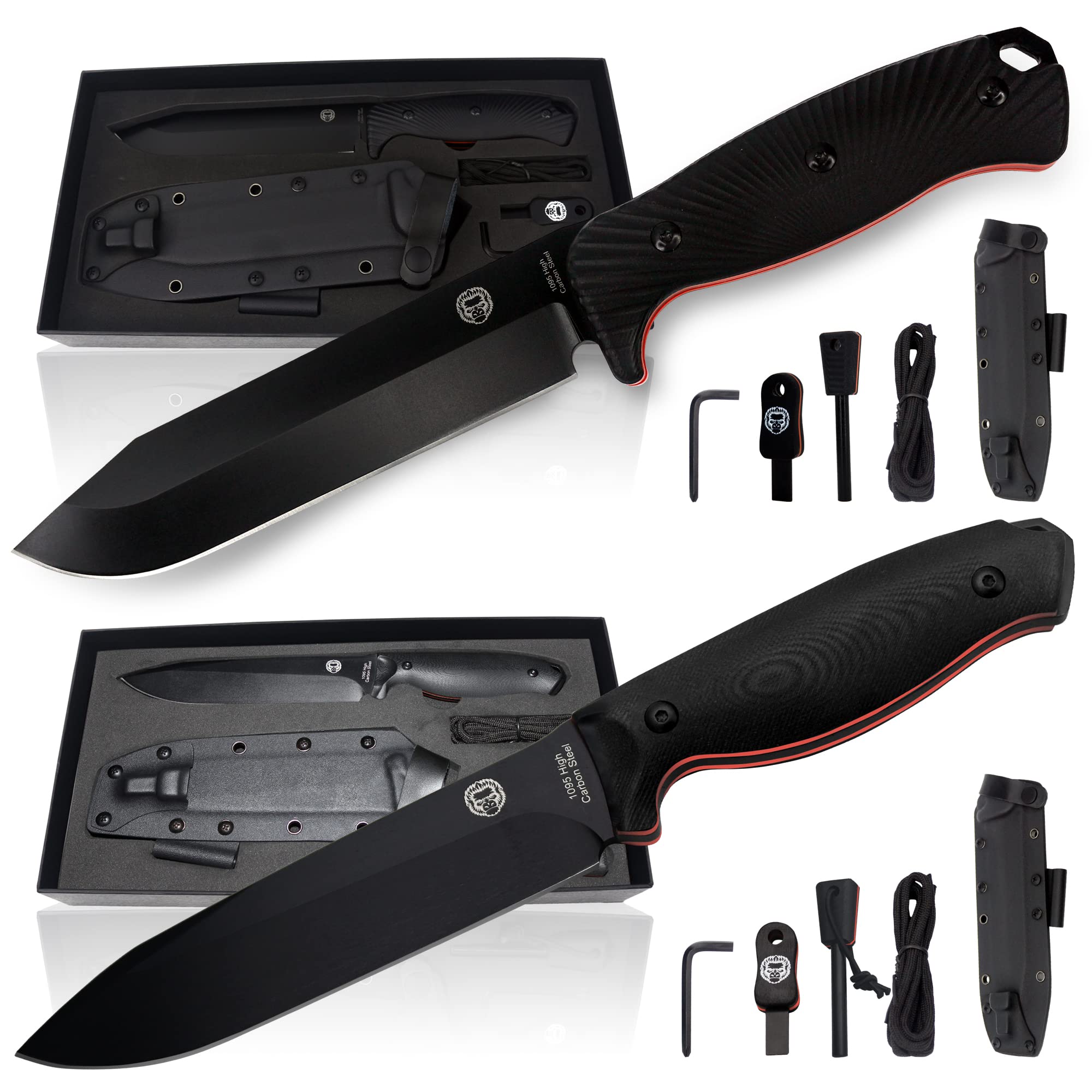 Chopping 1095 Survival Knife and Large 1095 Survival Knife Giftset Bundle