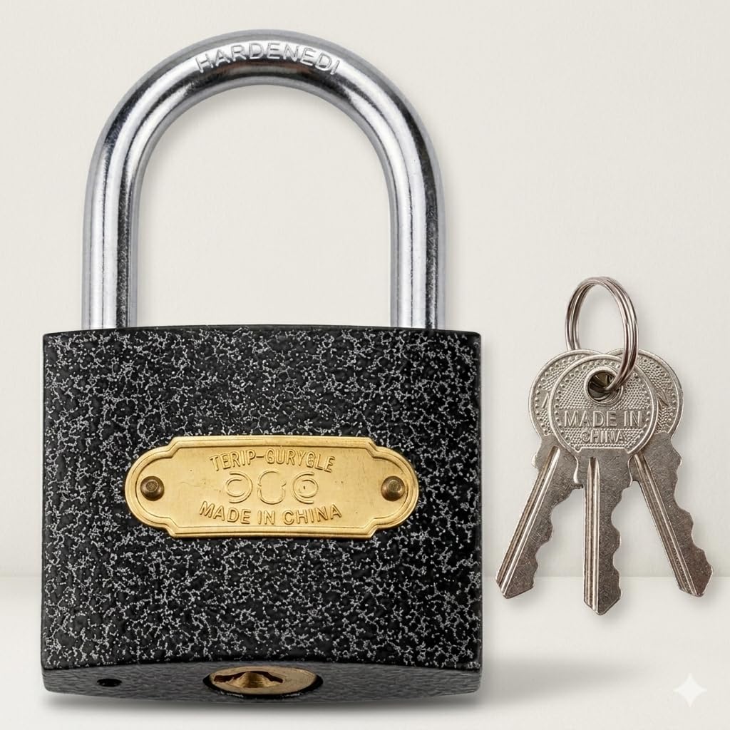China Padlock Multipurpose Solid 2 Keys Door Lock 50mm | Grey Black Marble pad Lock |-image-46