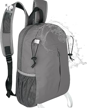 15L Lightweight Packable Hiking Daypack, Water Resistant Foldable Daypack for Travel Outdoor, Ultra Backpack for Men & Women Gray