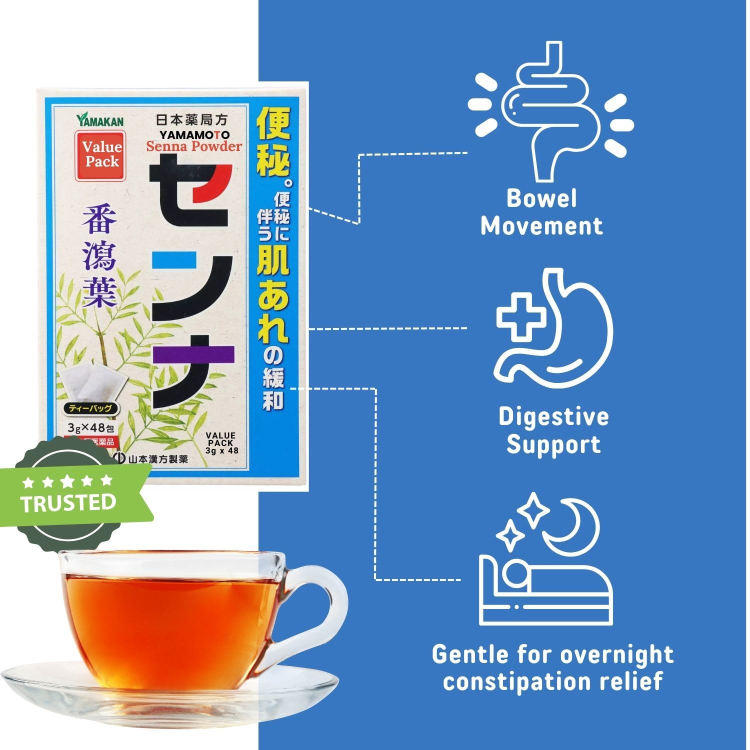 Amazon.com : 山本漢方製薬株式会社 YAMAKAN Senna Herbal Tea Bags